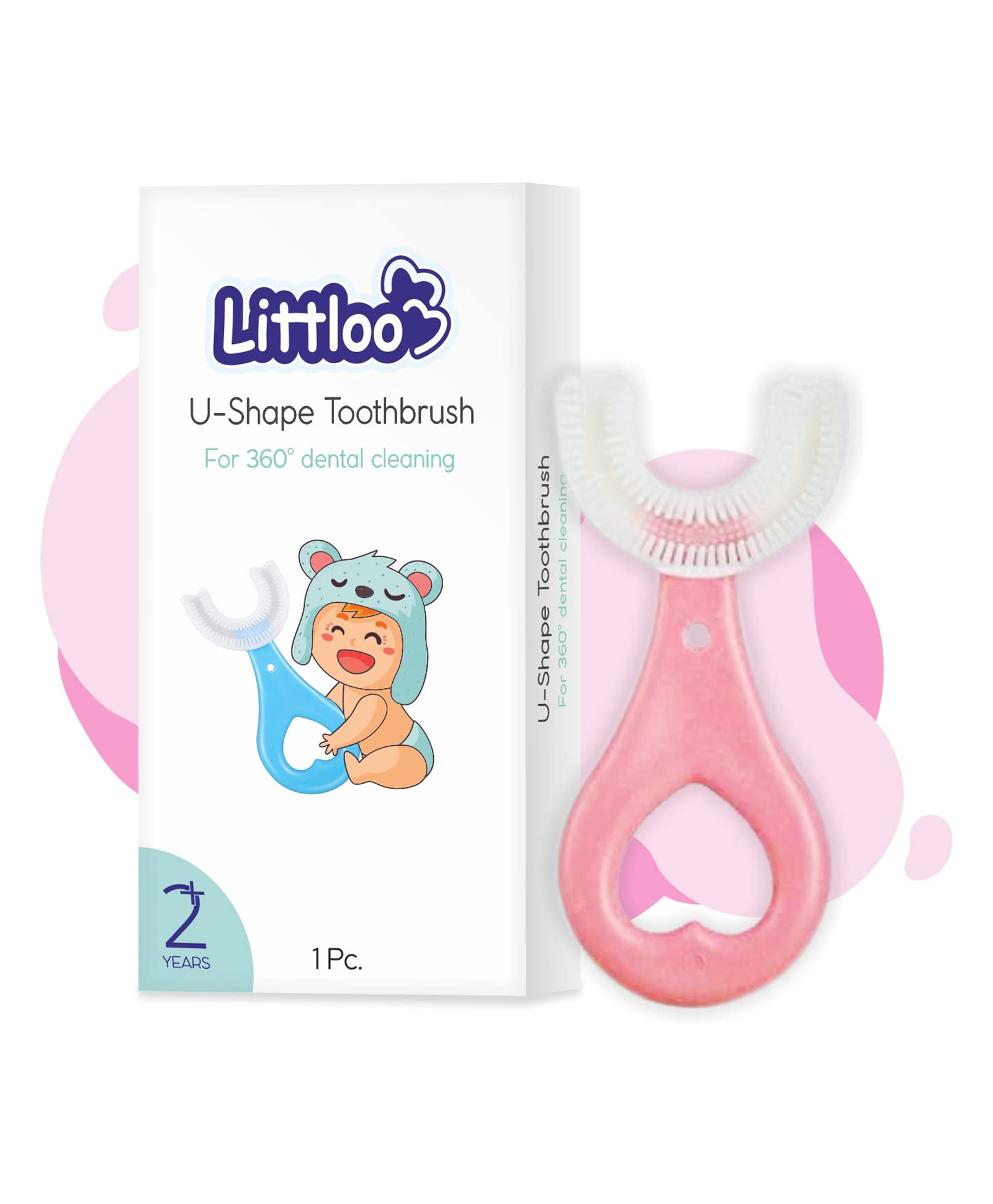 LITTLOO U-Shaped Kids Manual Toothbrush,Silicone Toothbrush,Food Grade Quality,Soft & Elastic Bristles For 360 Degree Dental Cleaning,Toxic-Free Material,Toothbrush -Pack Of 1(Pink)-image-20