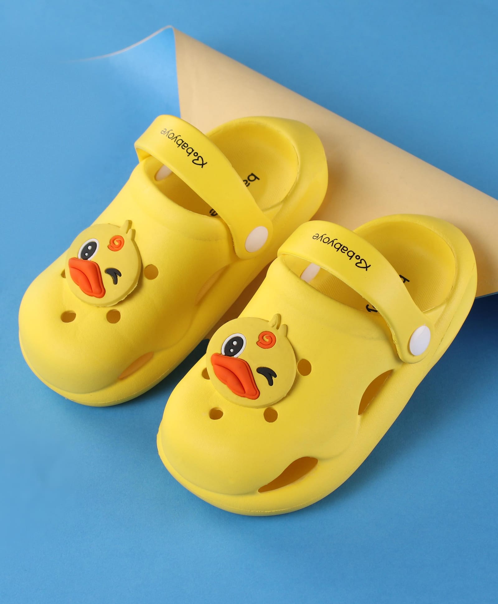 Babyoye Clogs with Backstrap Closure & Duck Applique - Yellow-picture-25