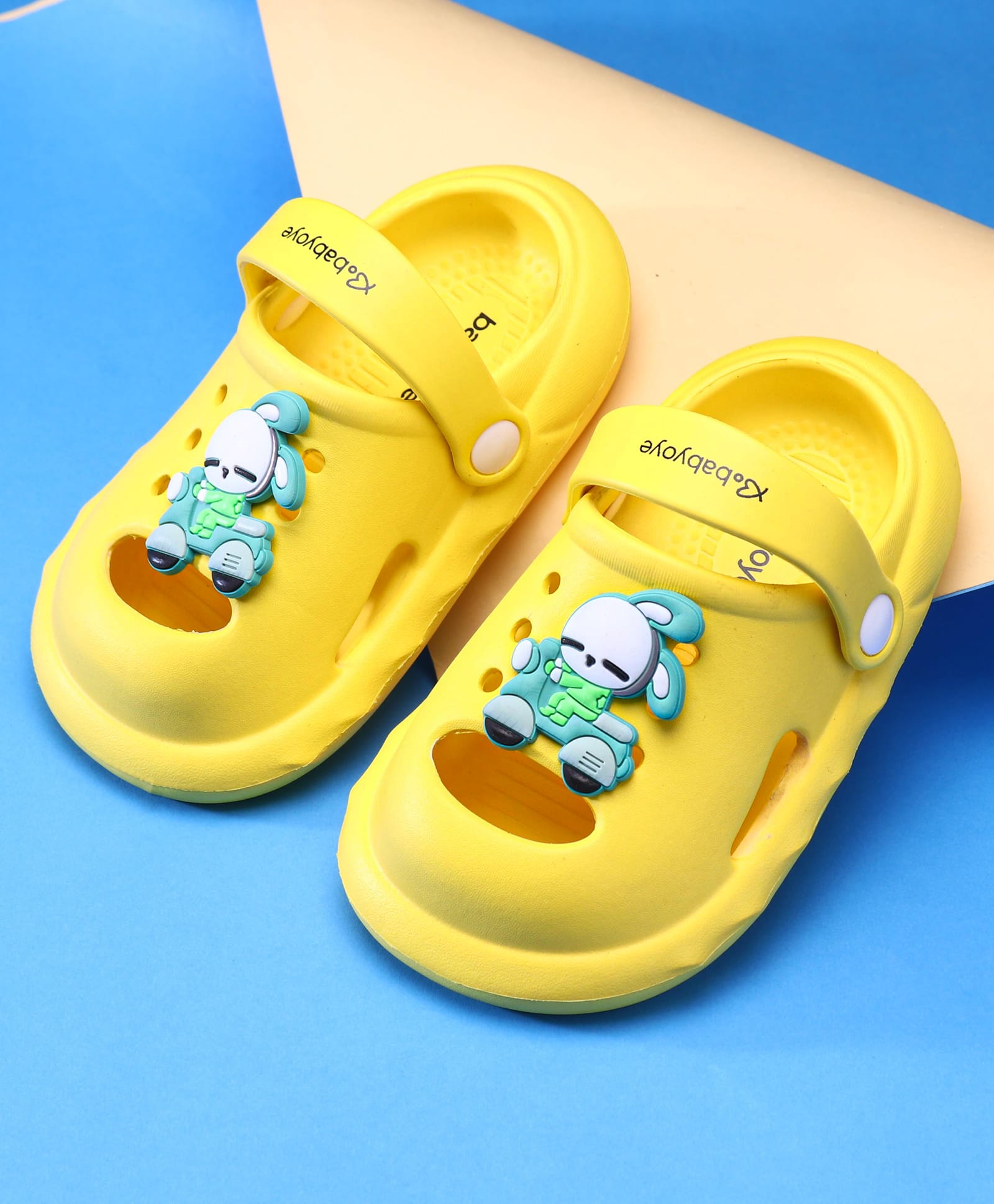 Babyoye Clogs with Backstrap Closure & Bunny Applique - Yellow-picture-24