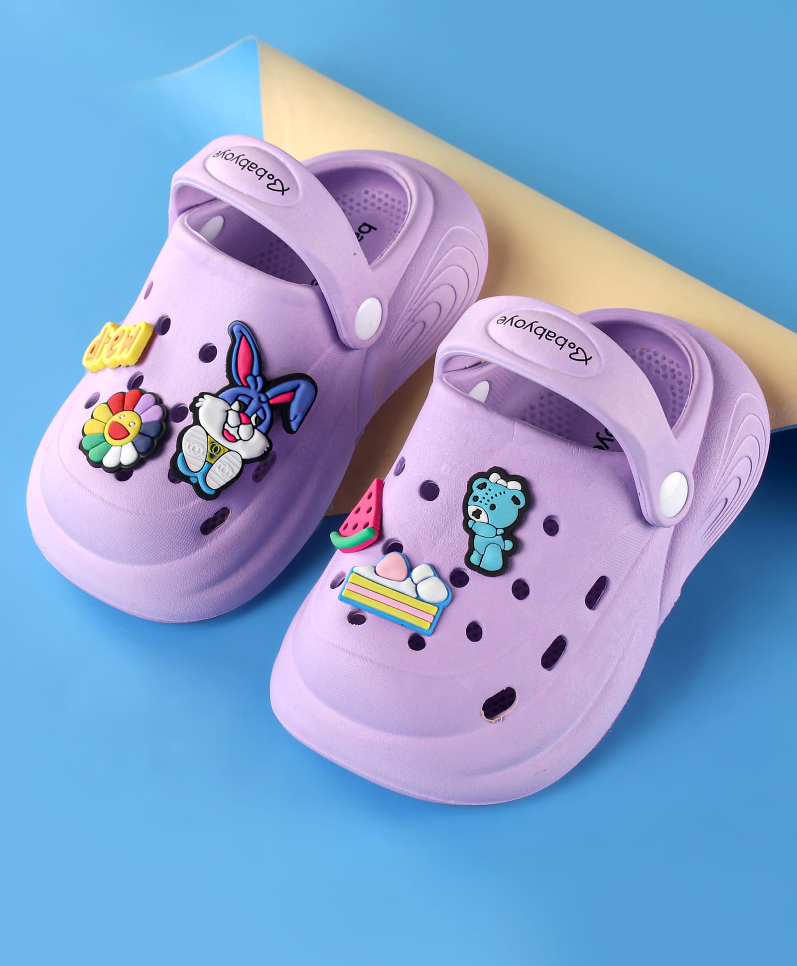 Babyoye Clogs with Back Strap Closure & Animal Applique - Lilac-picture-13