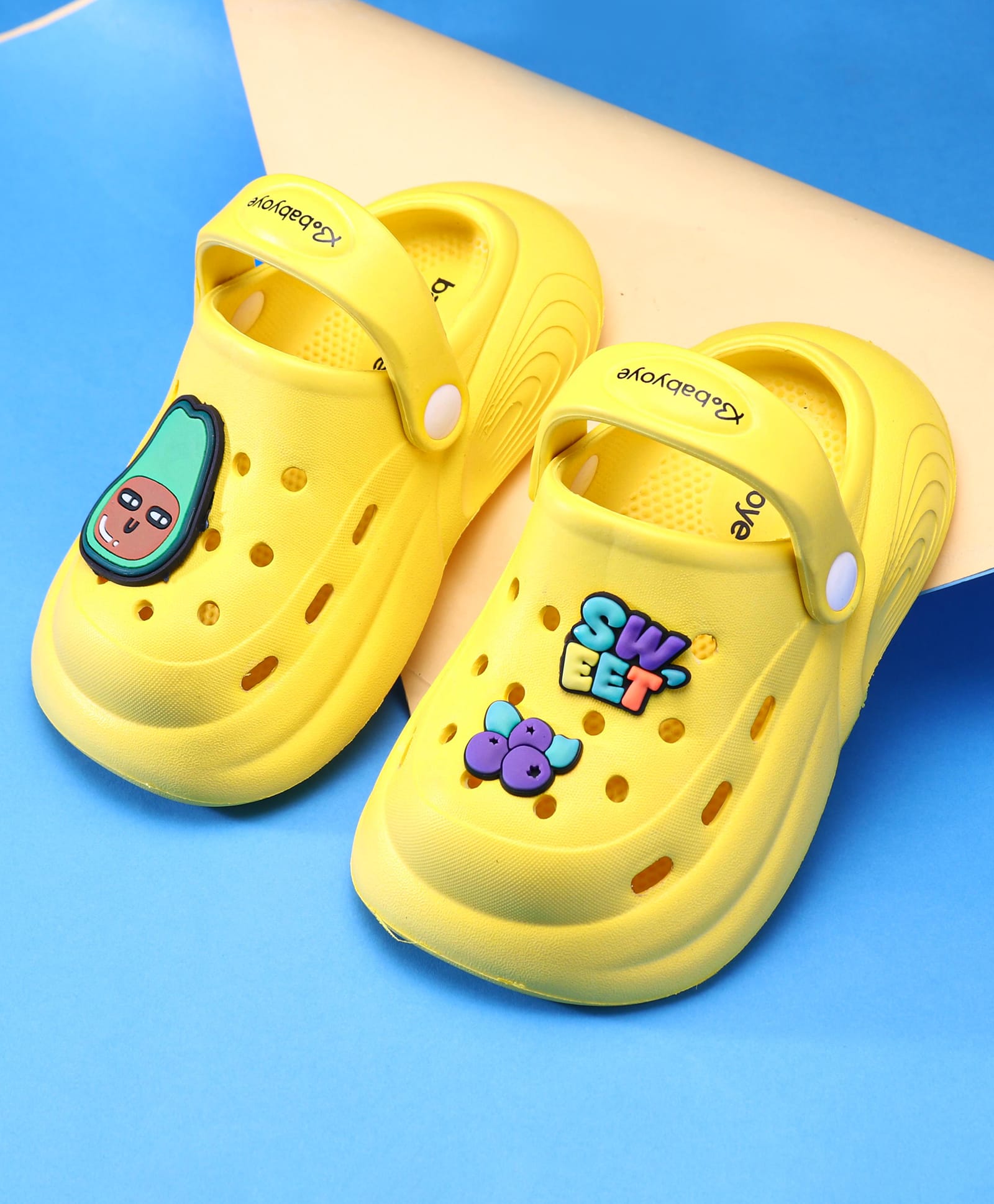 Babyoye Clogs with Backstrap Closure & Fruit Applique - Yellow-picture-10