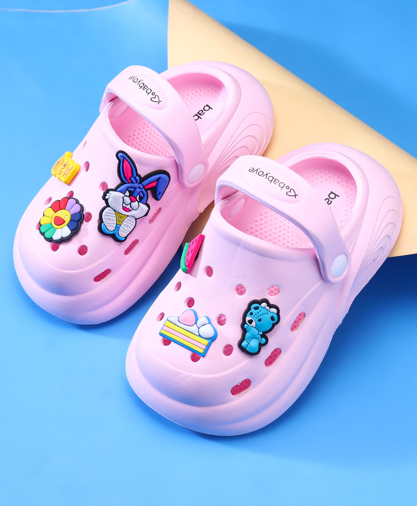 Babyoye Casual Slip On Clogs with Bunny Applique - Pink-picture-28