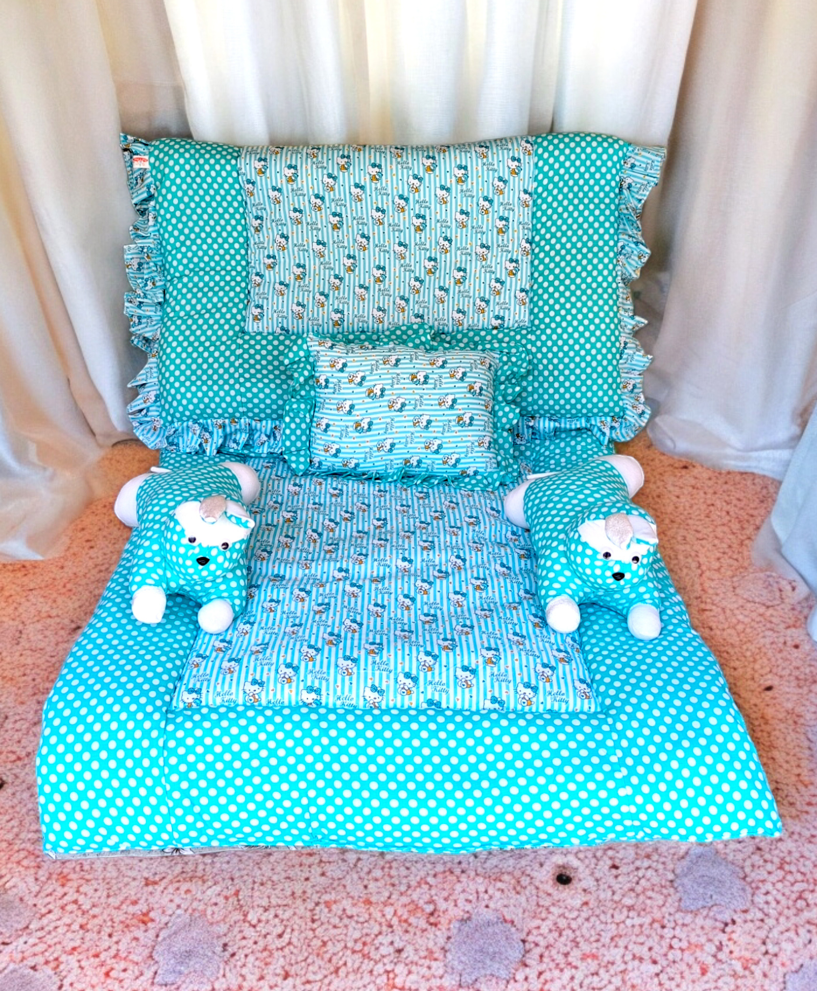 Safe n Cute Newborn Baby Cotton Rabbit Sleeping Bedding Set (0-36 Months) sea green-picture-33