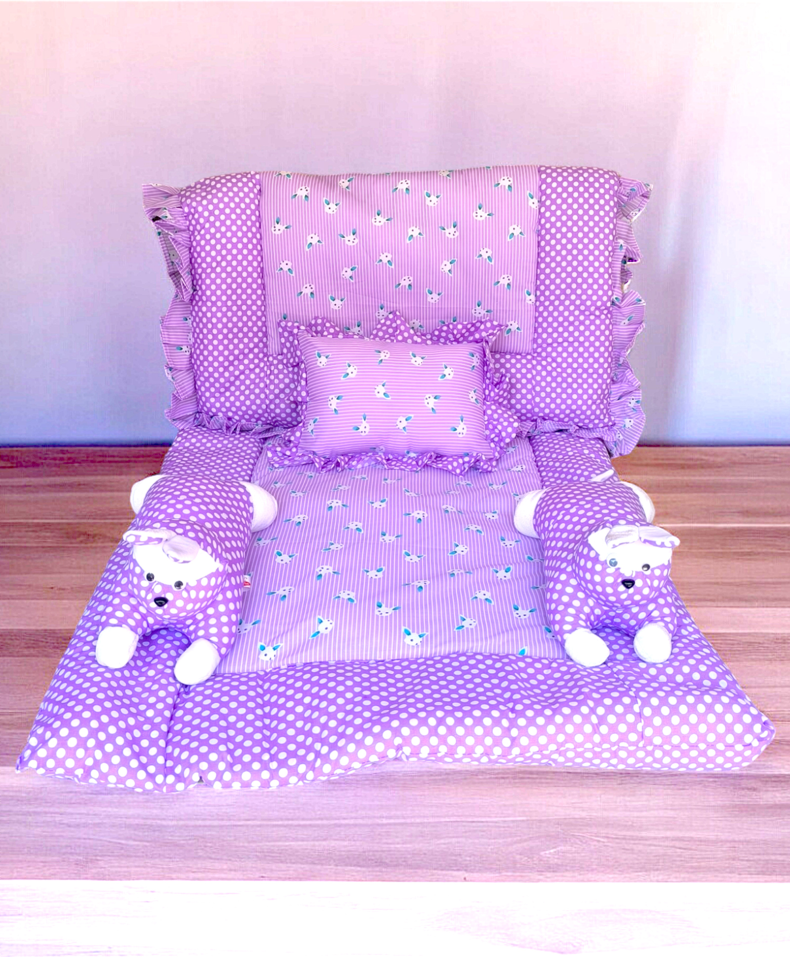 Safe n Cute Newborn Baby Cotton Rabbit Sleeping Bedding Set (0-36 Months) violet-picture-36