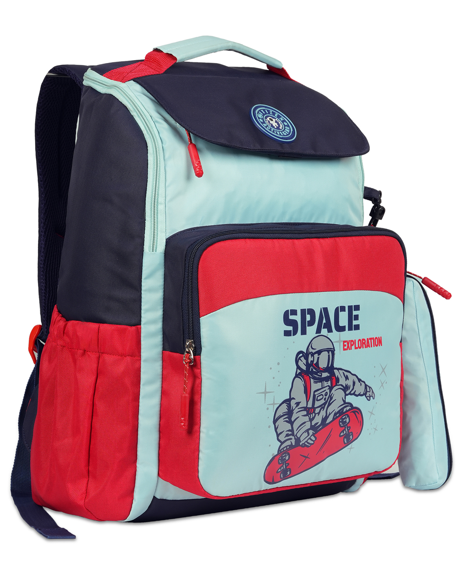 Citizen Space Kids School Backpack with Free Pencil Stationary Pouch | 24L Polyester Unisex Casual Backpack/Daypack/Travel Backpack/School Bag for Boys & Girls - 17 Inches - Blue-image-28