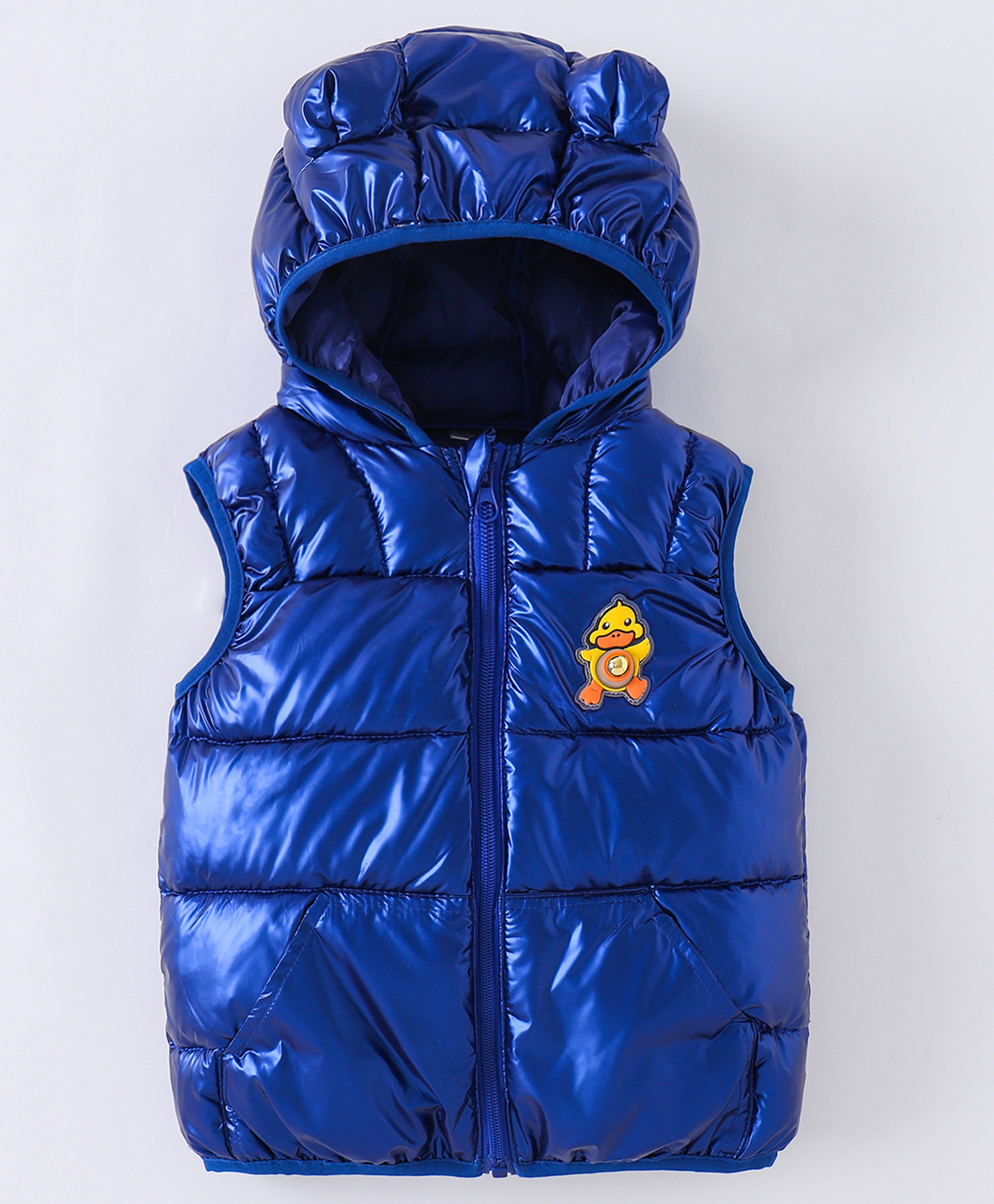 Kookie Kids Sleeveless Padded Hooded Jacket with Ears Applique & Duck Patch Detailing - Navy Blue-image-20