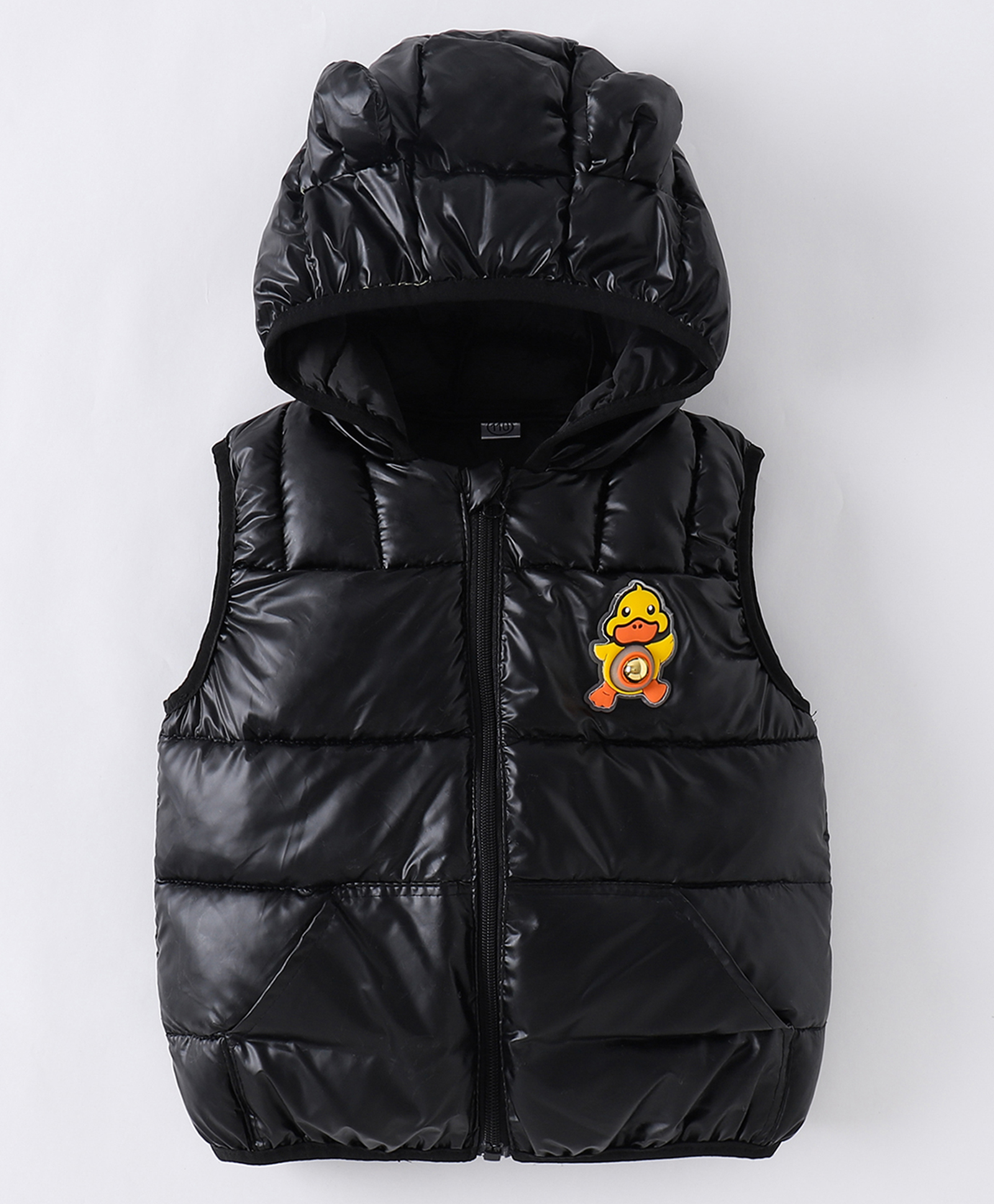 Kookie Kids Sleeveless Padded Hooded Jacket with Ears Applique & Duck Patch Detailing - Black-image-33