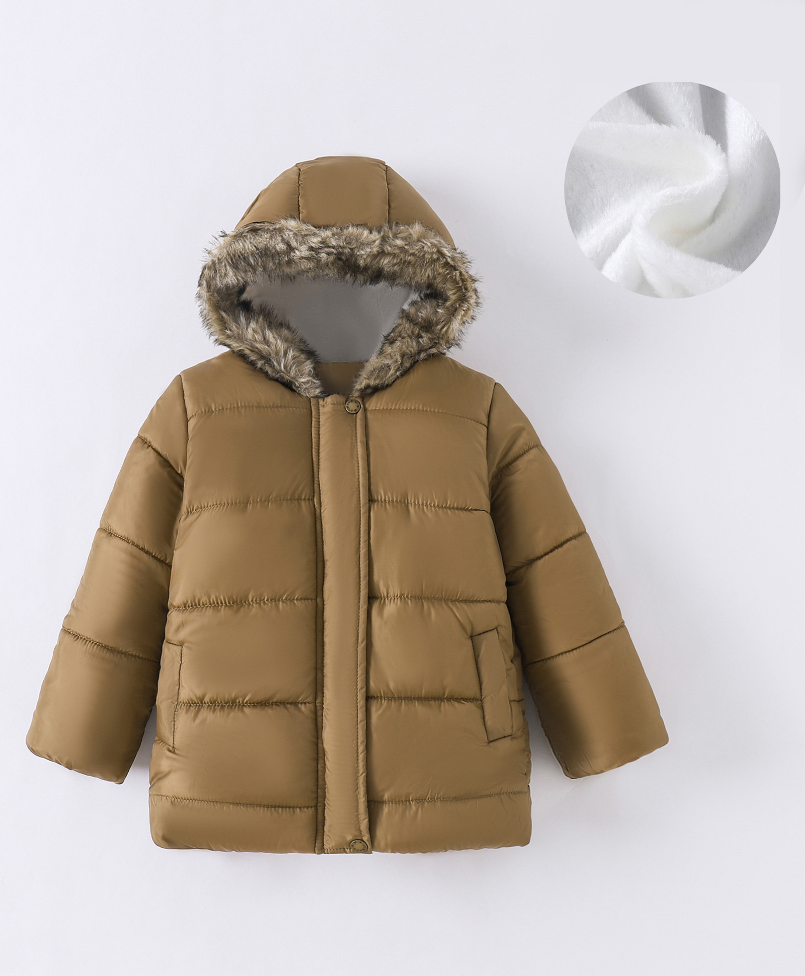 Kookie Kids Full Sleeves Hooded Padded Winter Jacket with Pockets - Brown-image-29