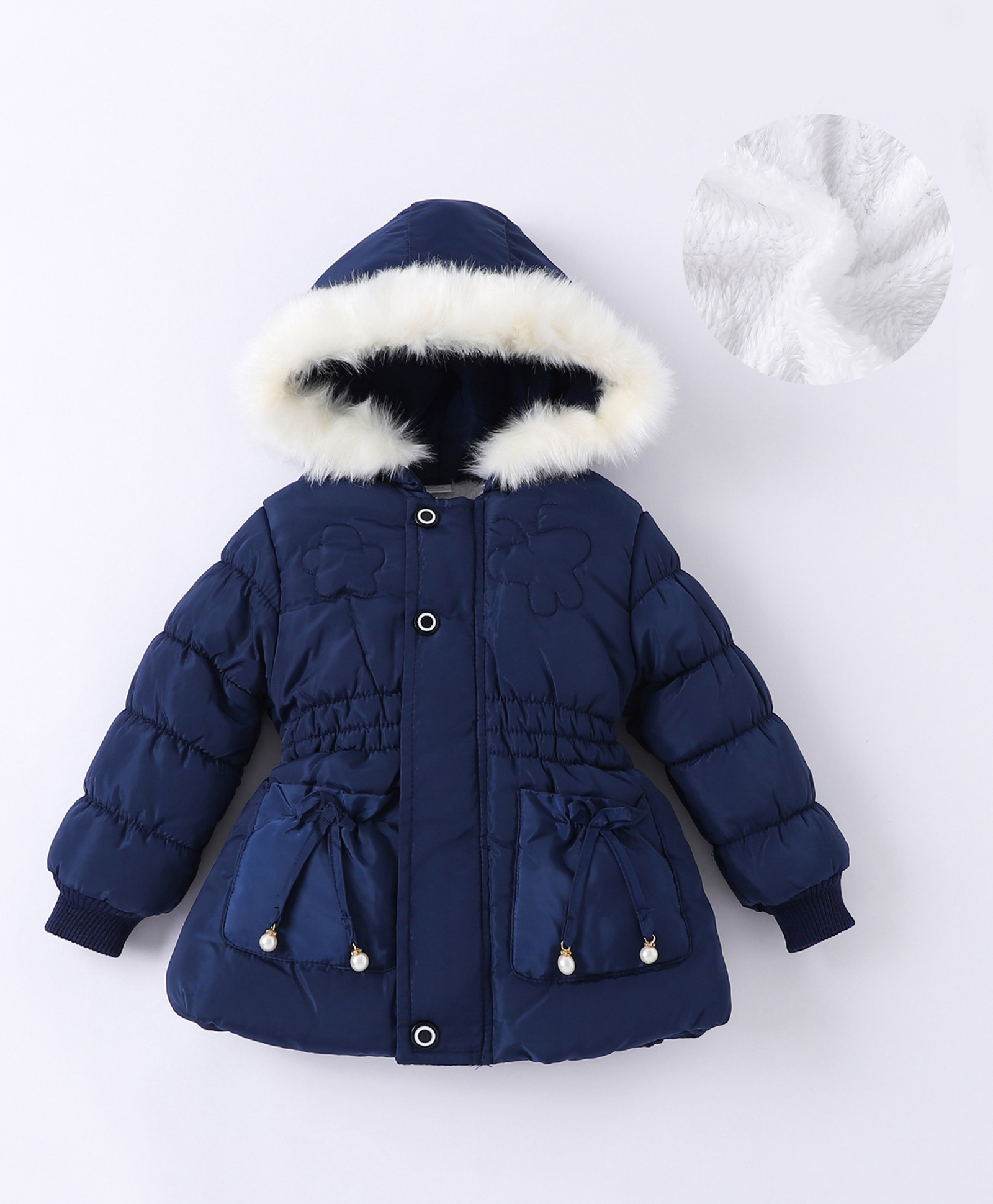 Kookie Kids Full Sleeves Padded Hooded Jacket with Pockets - Navy Blue-picture-14