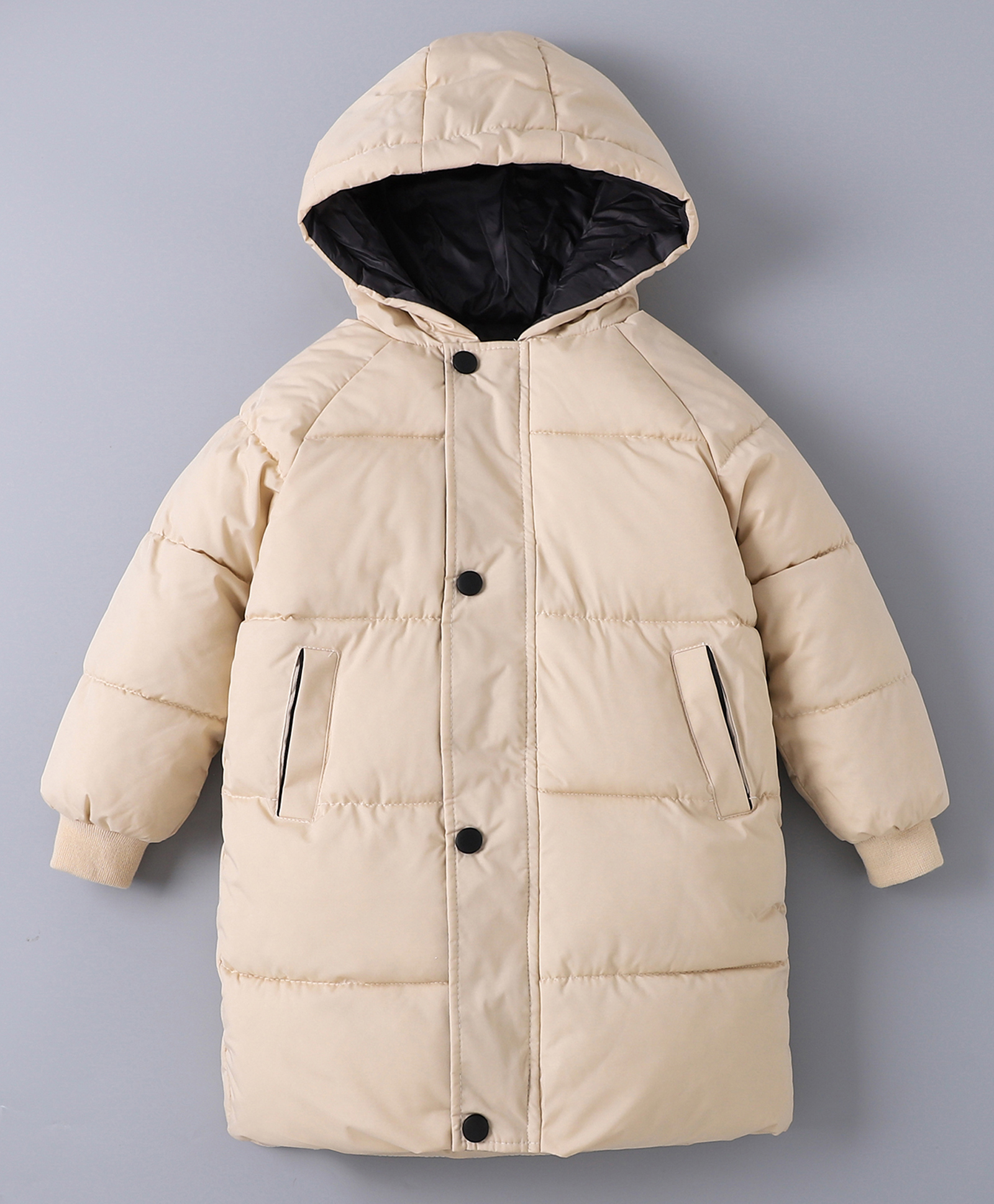 Kookie Kids Full Raglan Sleeves Hooded Padded Jacket - Beige-picture-18