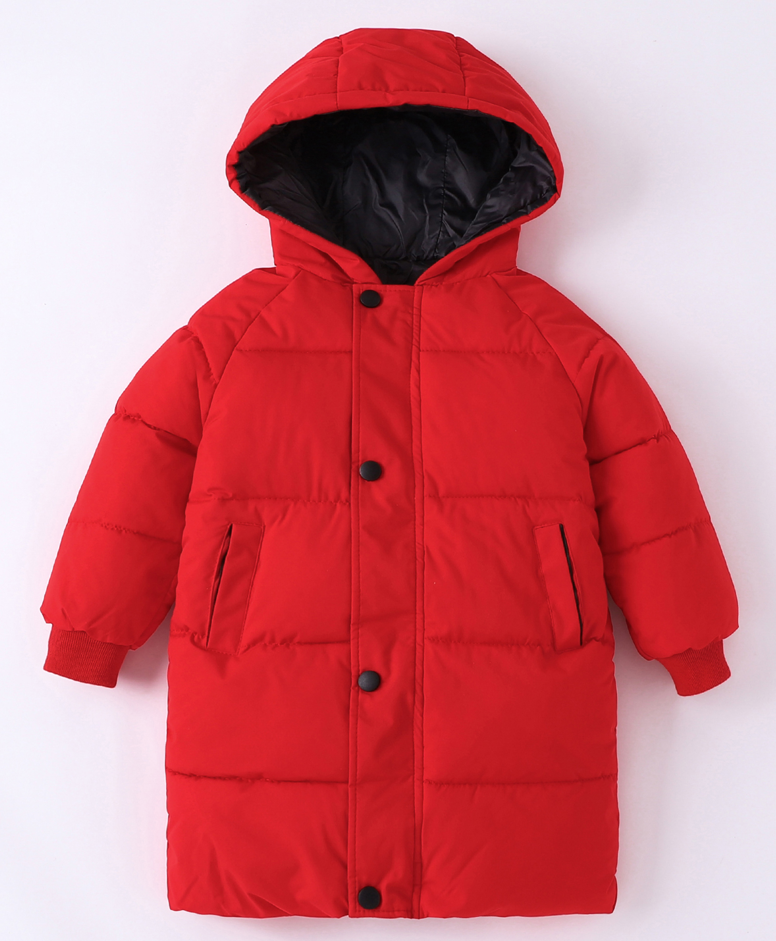 Kookie Kids Full Raglan Sleeves Hooded Padded Jacket - Red-picture-21