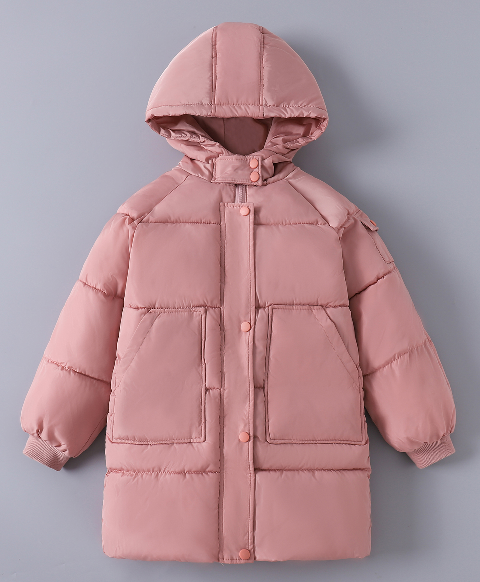 Kookie Kids Full Raglan Sleeves Padded Hooded Jacket with Solid Colour - Pink-picture-15