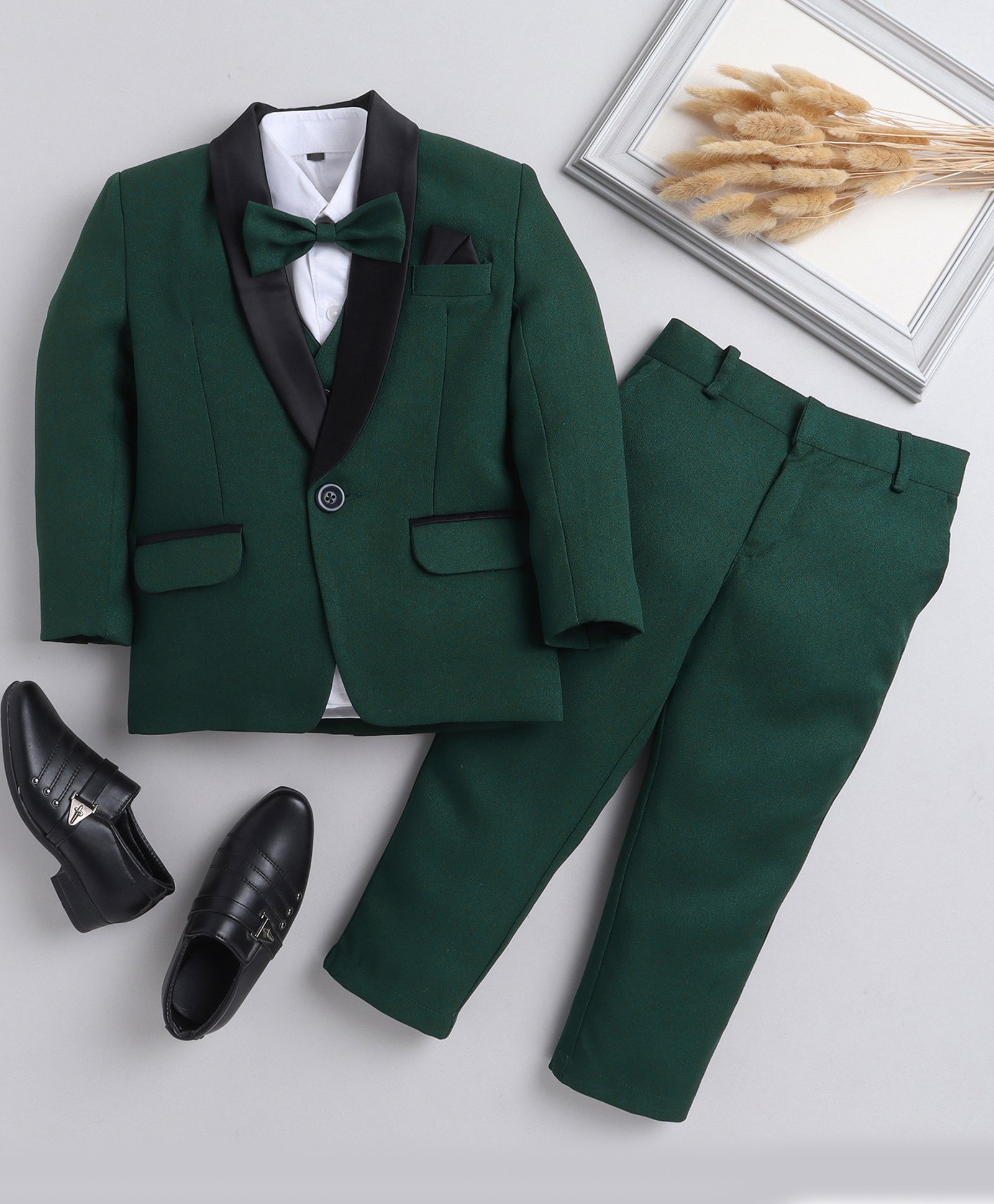 Jeet Ethnics Full Sleeves Solid 4 Piece Coordinating Party Suit Set - Green-picture-13