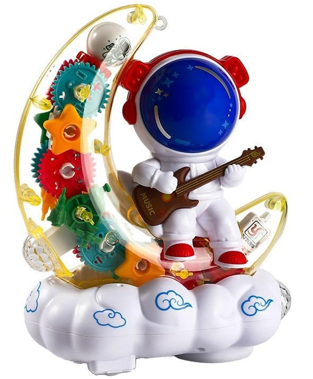 Sanjary Spaceman Gear Universal Moon Landing Shape Colorful Light Sound Musical Electric Transparent Gear Toys For kids  - Color & Design May Vary-image-13