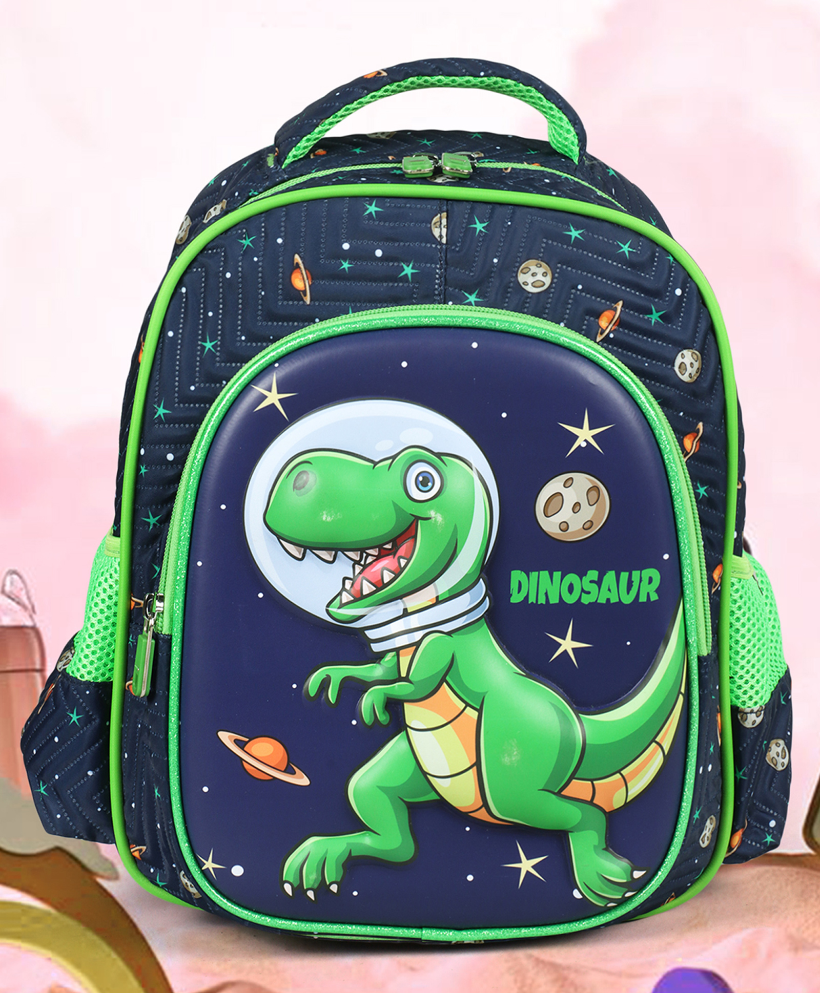 NOVEX SNUG-ON Dino Printed Kids School Bag For Boys/Kids Backpack - (Blue, 12 Inch)-image-4