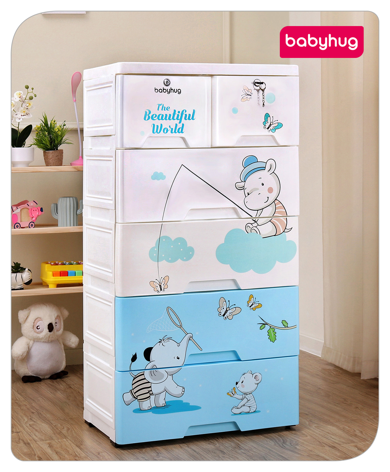 Babyhug 5 Layer High Density Plastic Storage Cabinet  Blue & White-image-22