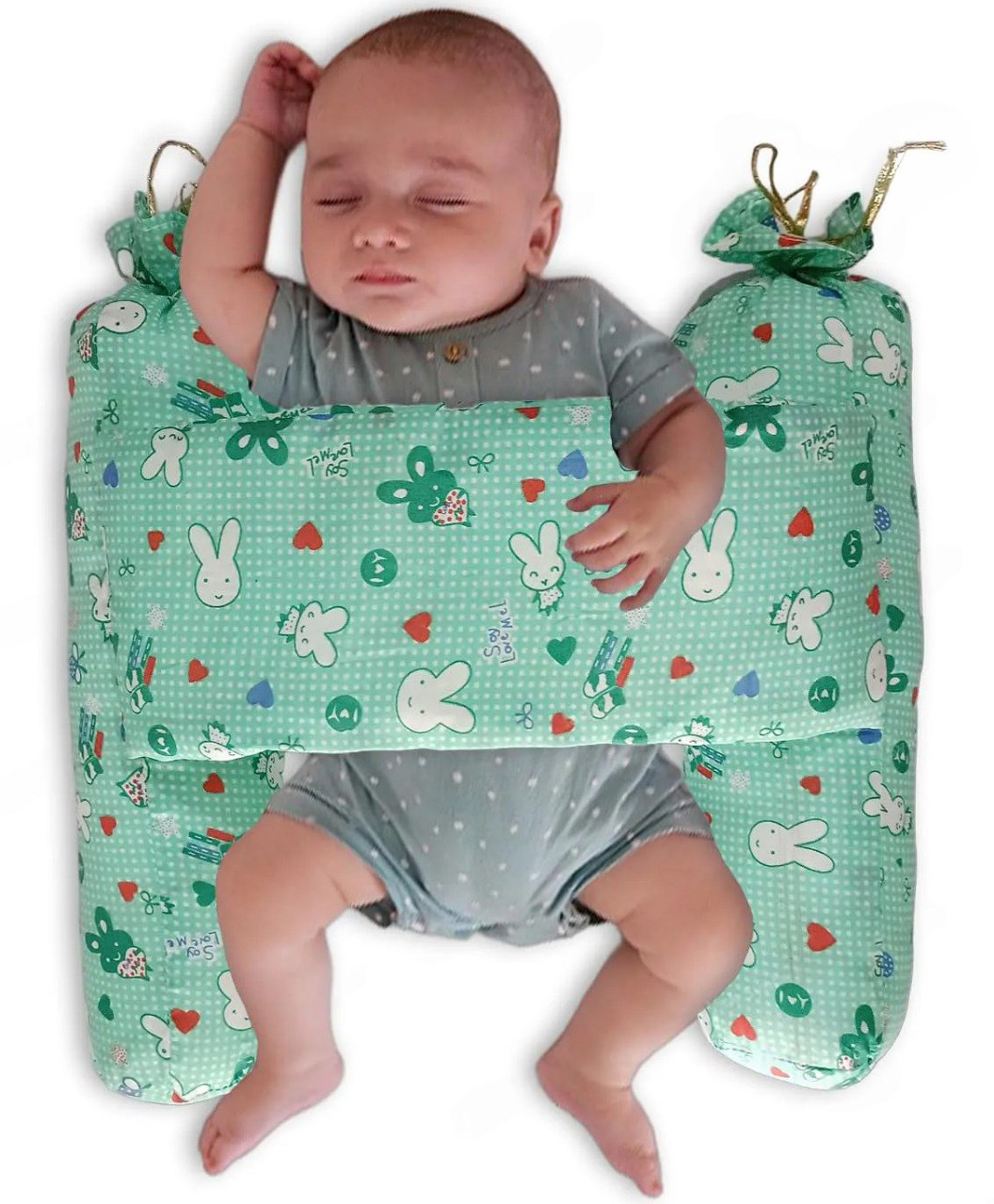 NeonateCare Unisex Infant Toddler Baby Anti Rolling Bolster Pillow, Baby Sleep Positioner Pillow for Newborn (Green)(Color and design May vary)-picture-36