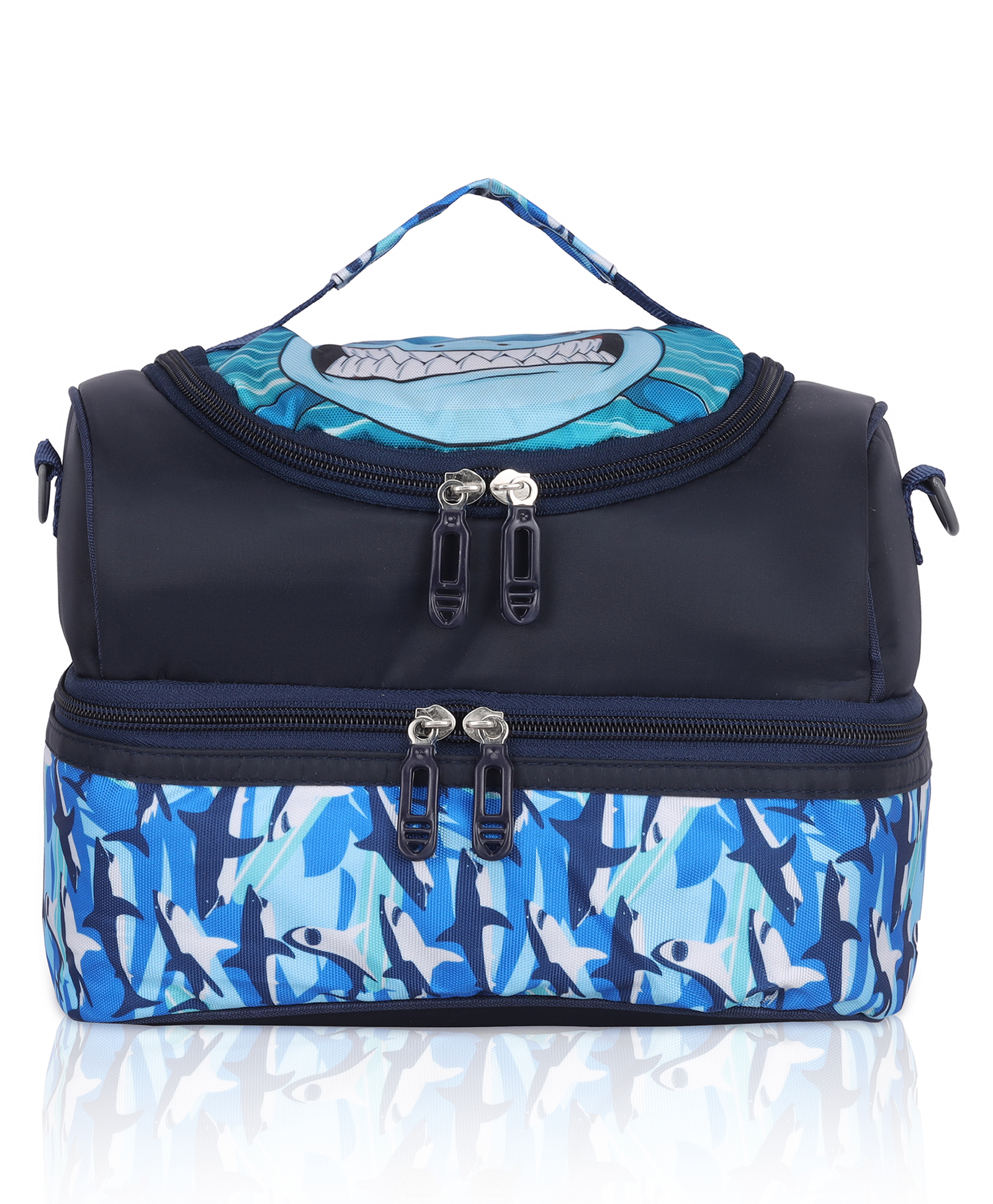 Echo Boomers Blue Sharks Printed Double Layer Insulated Tiffin Lunch Bag with Detachable Strap-image-21
