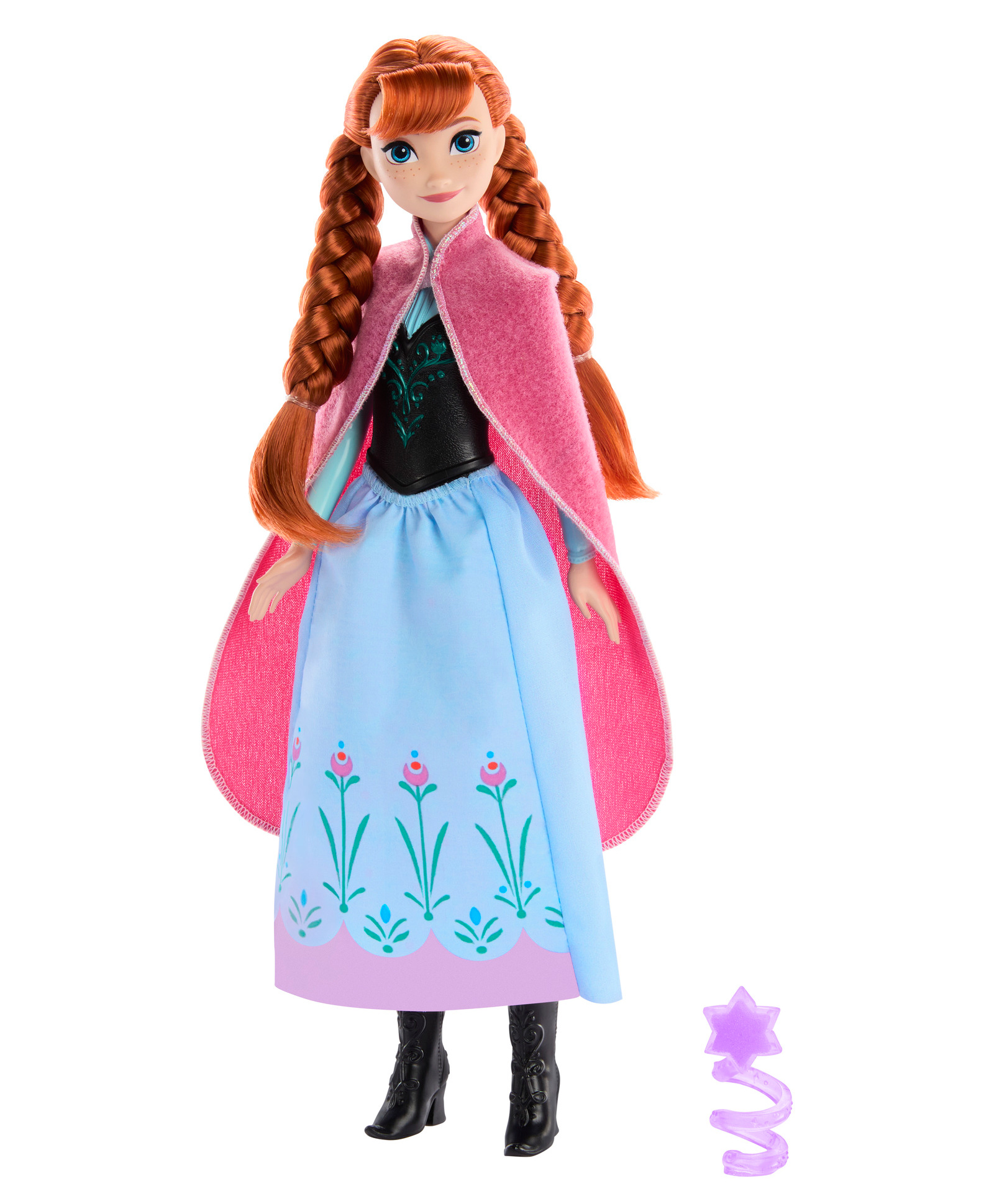 Disney Frozen Princess Anna Posable Fashion Doll with Colour Changing Skirt Blue & Maroon - Height 29.5 cm