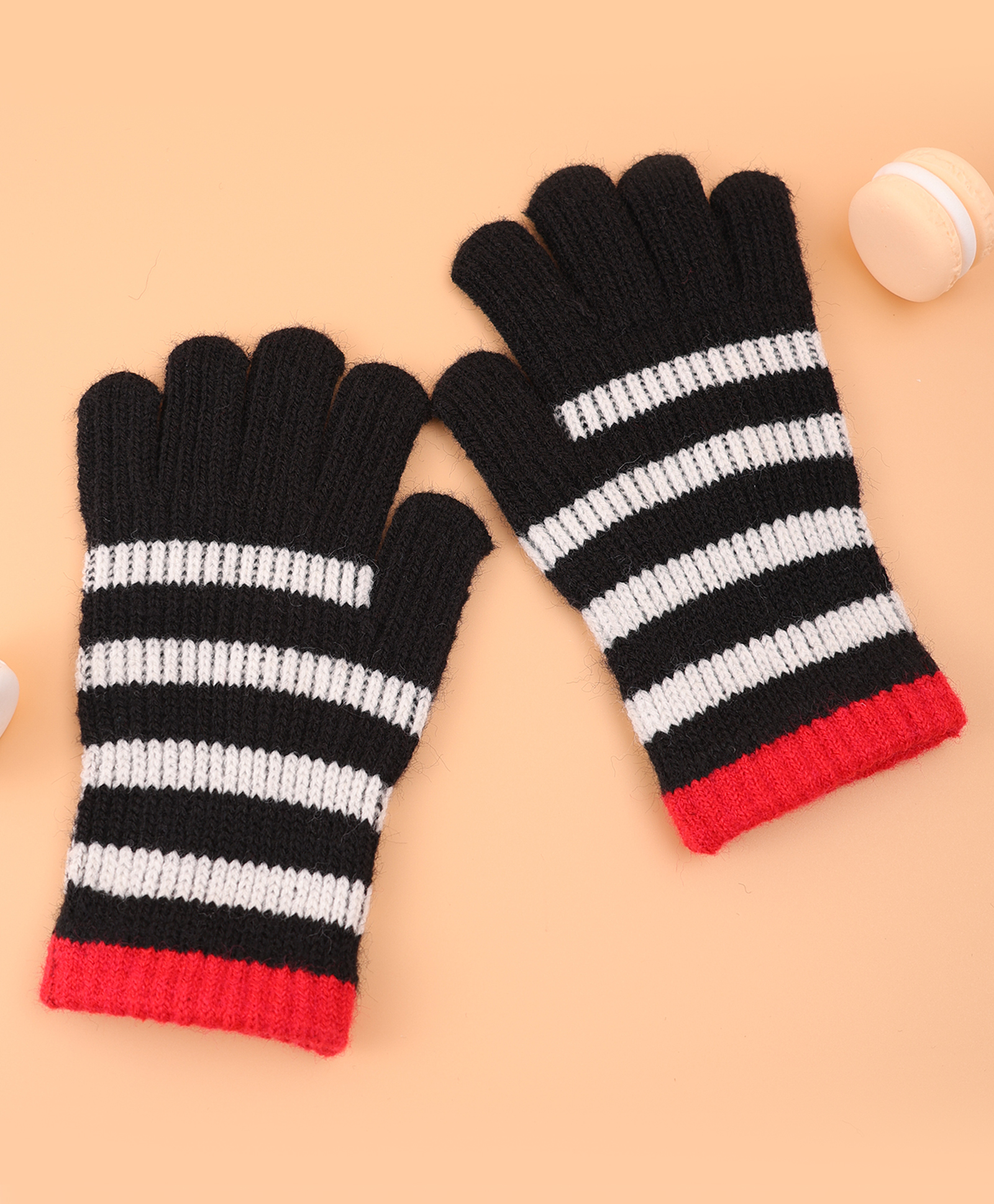 Pine Kids Pair ofWinter Gloves With Strips Design - Black-picture-7