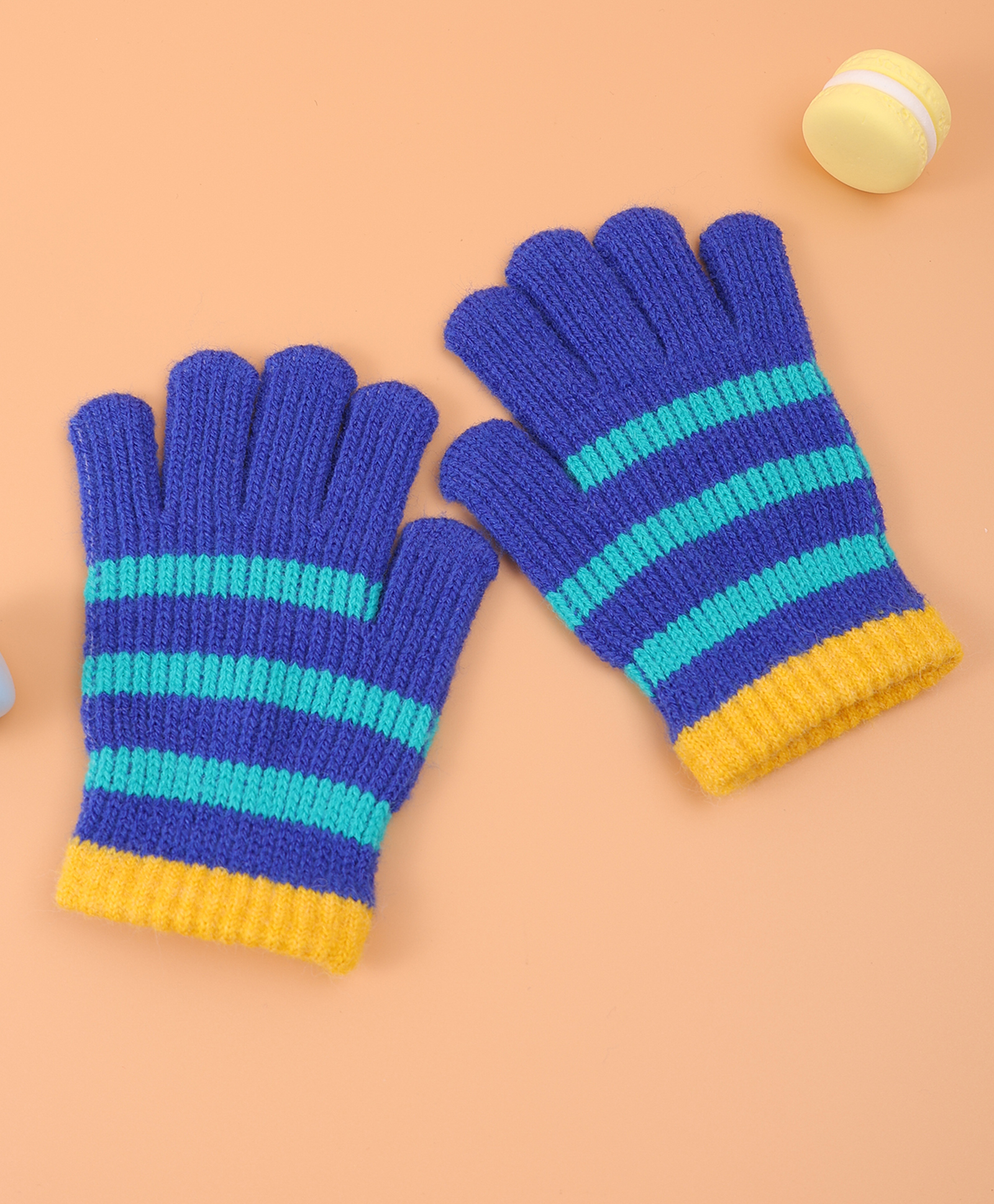 Pine Kids Pair ofWinter Gloves With Strips Design - Blue-picture-10
