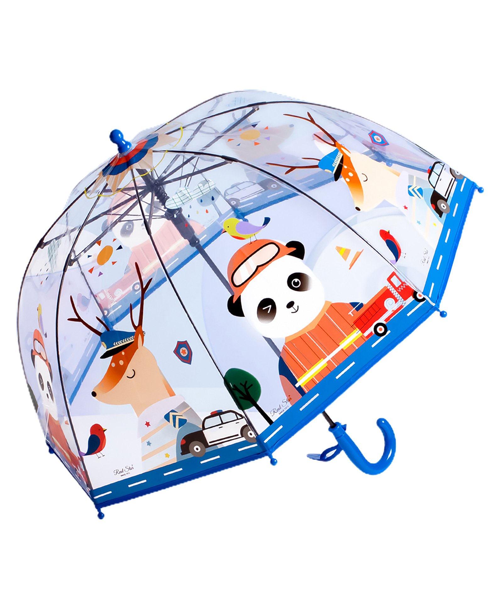 Little Surprise Box Police Panda Print Transparent Umbrella - Blue-picture-18