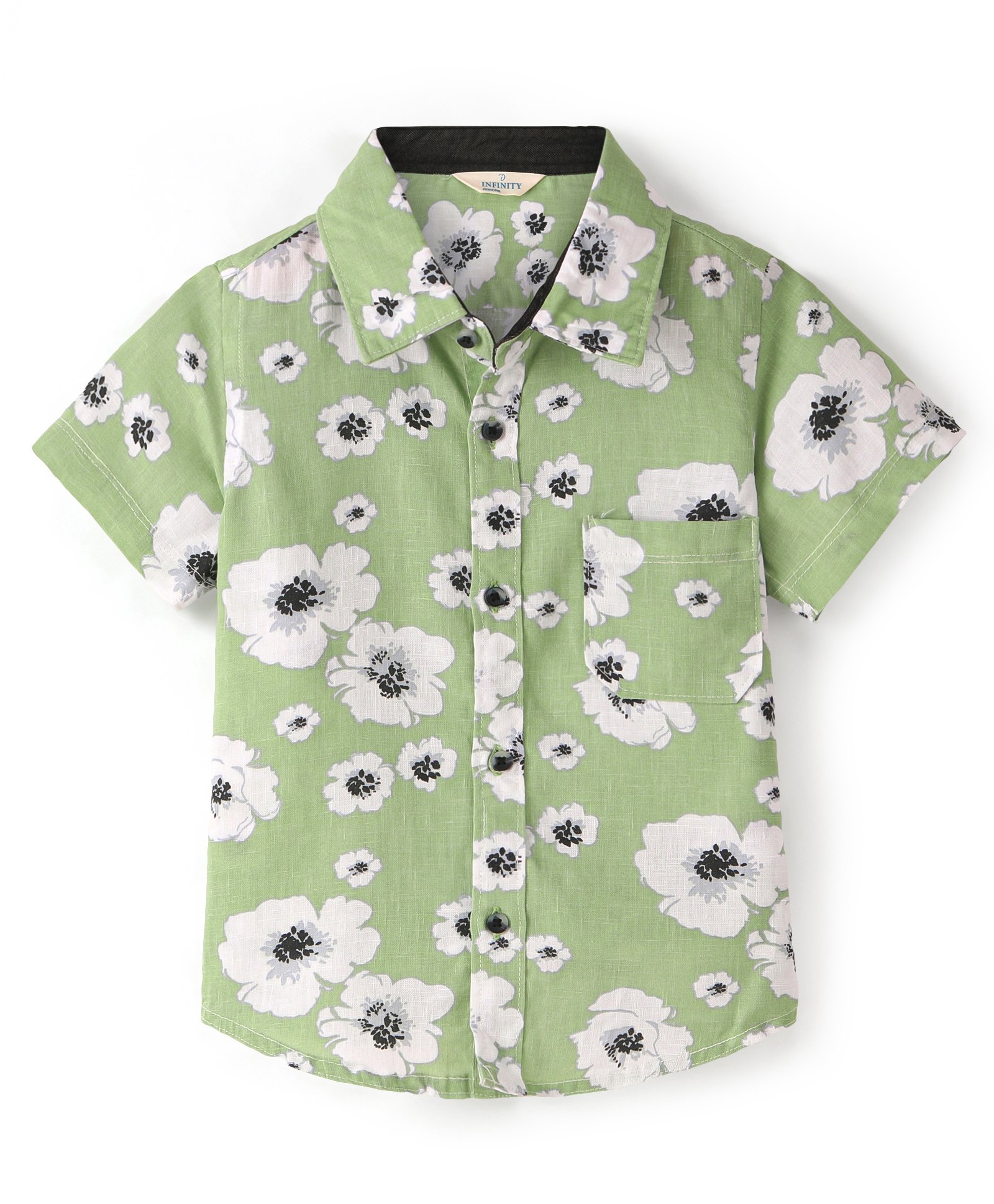 INFINITY Cotton Half Sleeves Floral Printed Shirt - Light Green-image-40