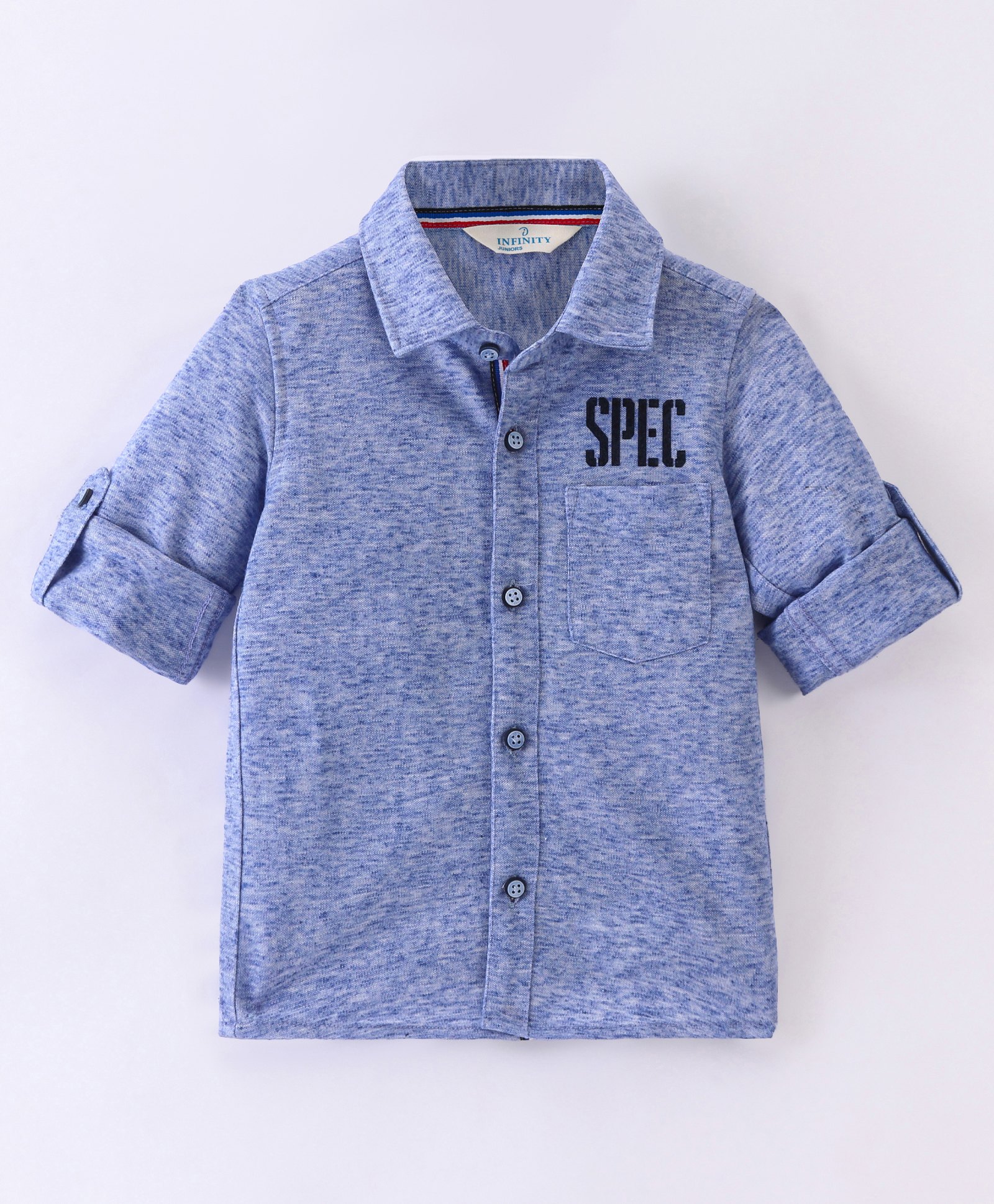 INFINITY Cotton Full Sleeves Spec Text Printed Shirt - Blue-image-29