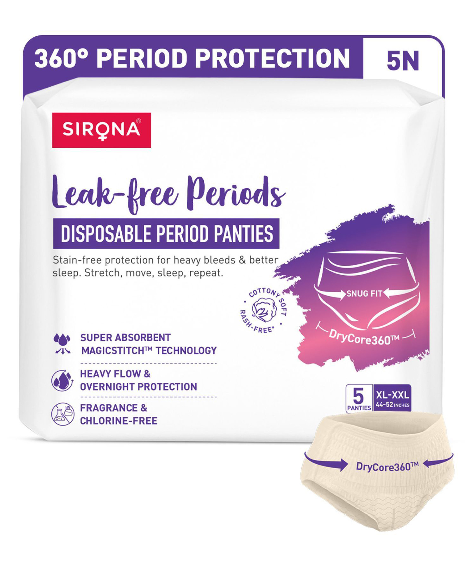 Sirona Disposable Period Panties for 360 Degree Protection, No Leakage & Discomfort, Ultra Absorbent Core (XXL Size) - 5 Panties-picture-11