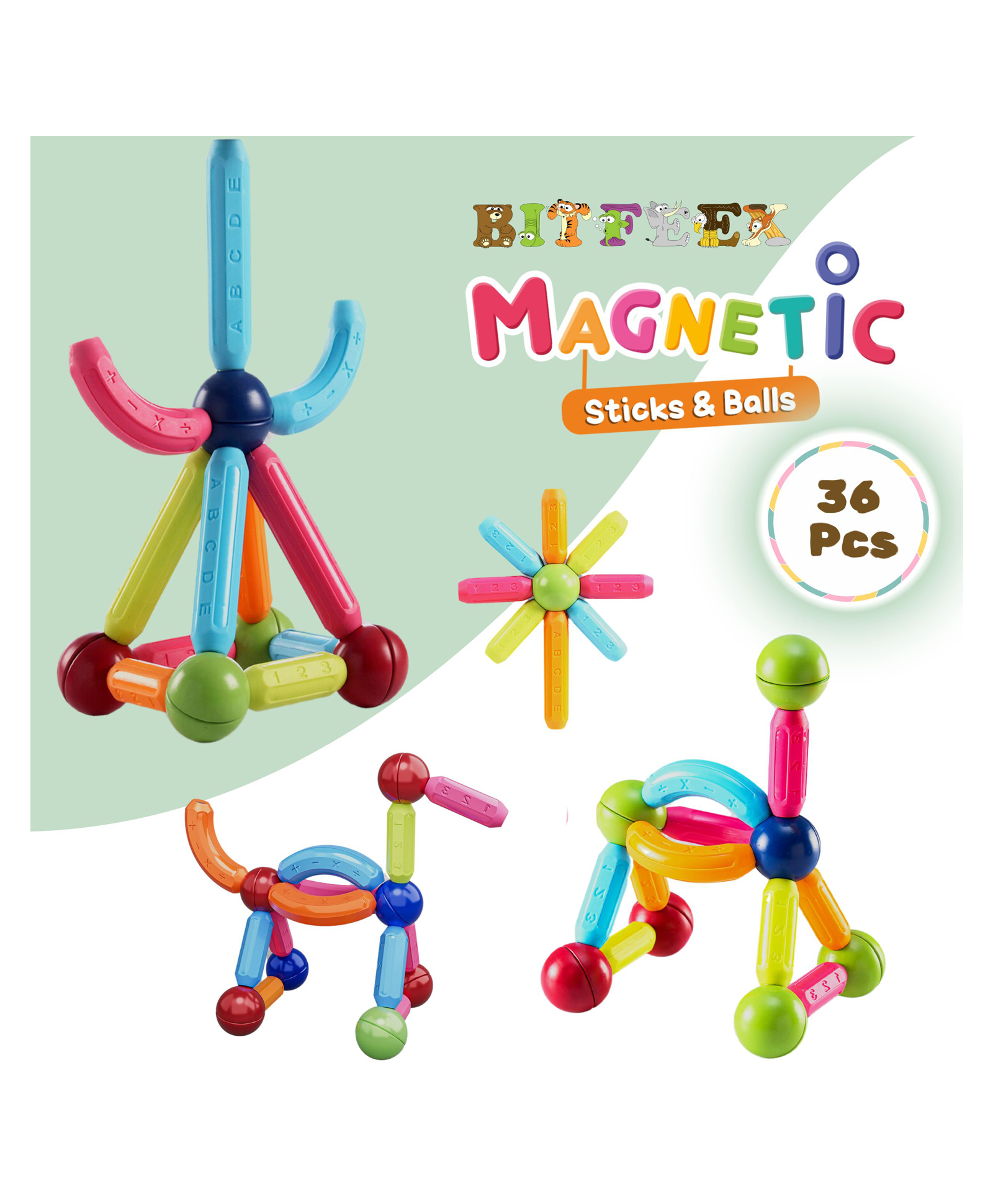 BitFeex Magnetic Sticks Magnetic Balls Magnetic Blocks Educational Stacking Toys - 36 Pieces-picture-15