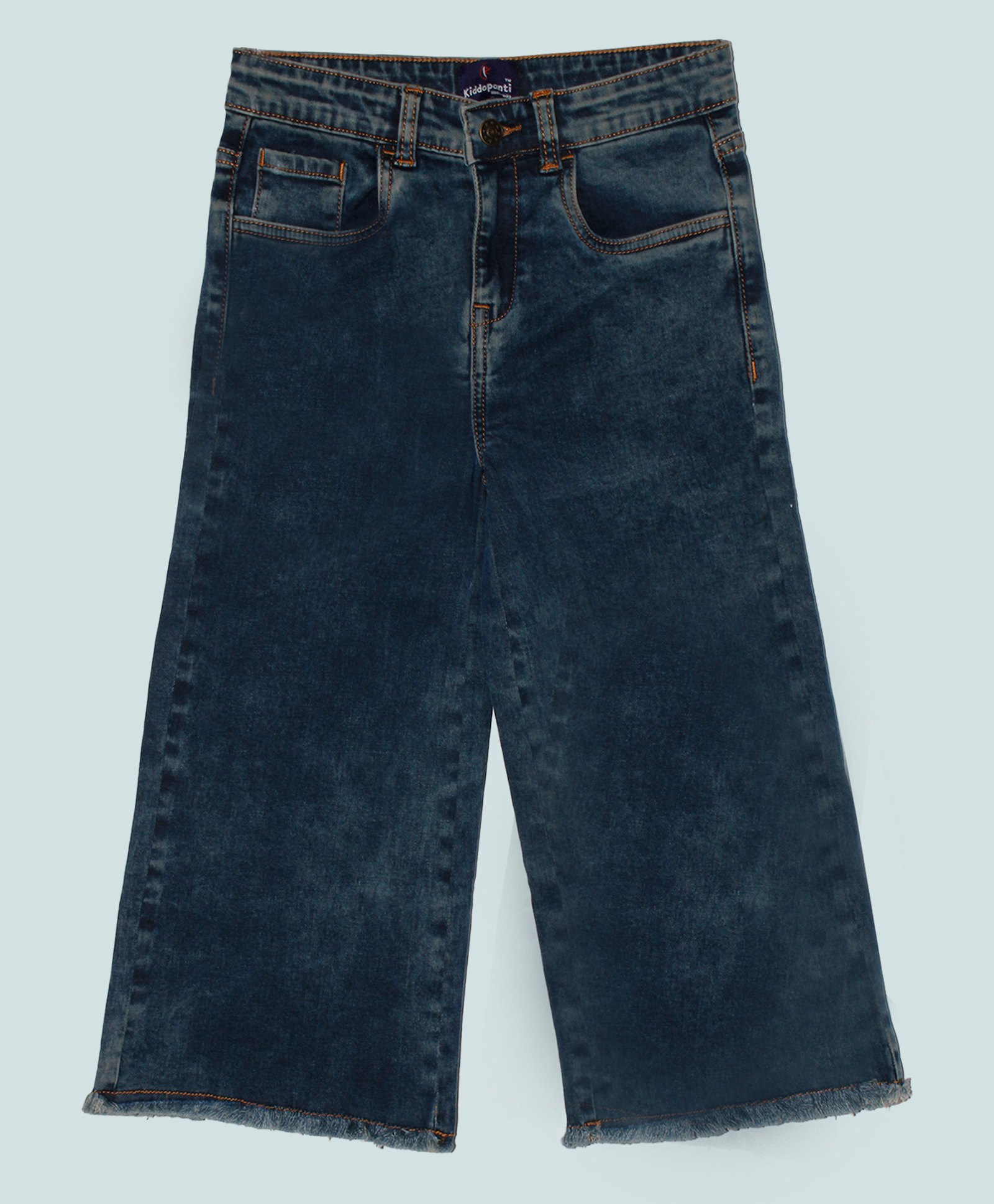 Kiddopanti Solid Flared Jeans - Dark Rag Wash Blue-picture-15