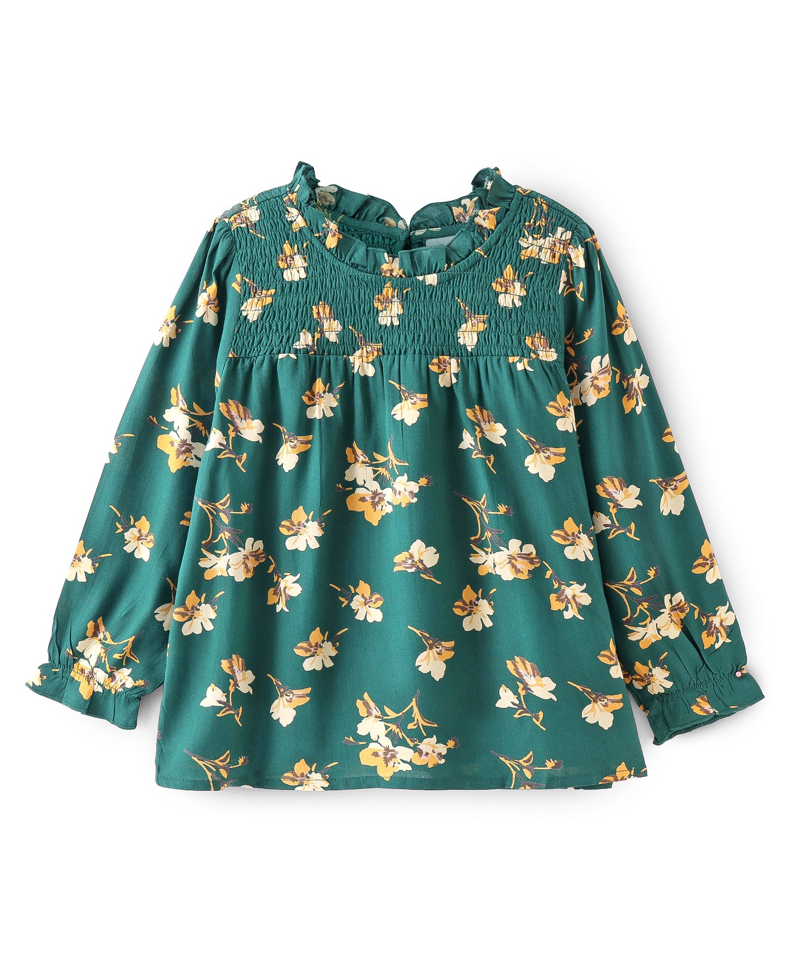 Babyhug Rayon Knit Full Sleeves Top with Floral Print - Green-image-26
