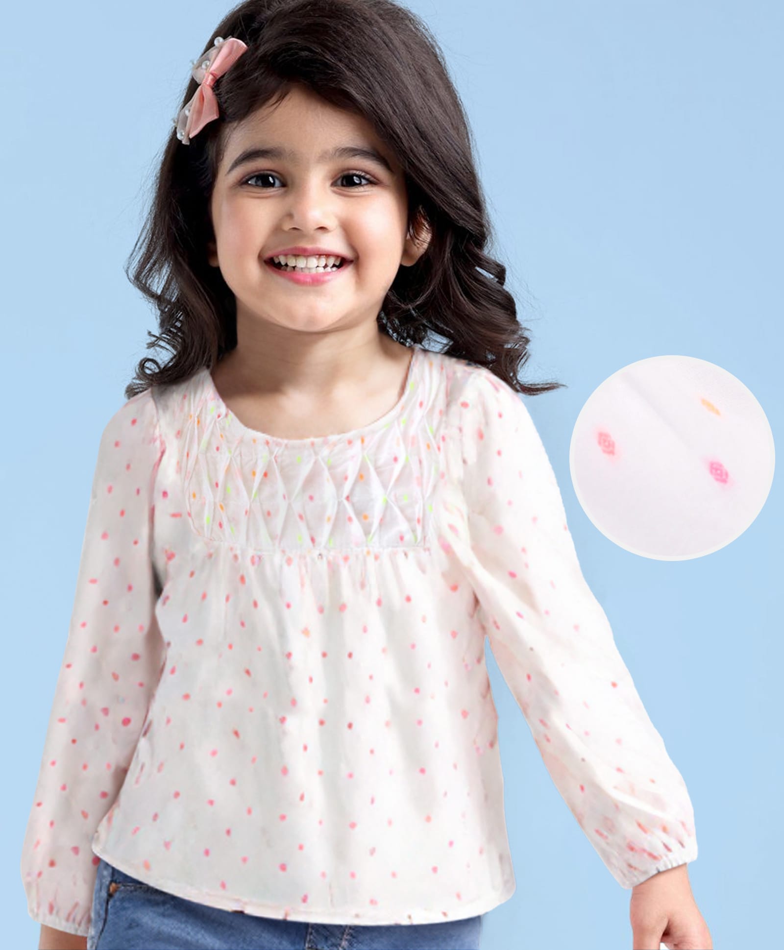 Babyhug Rayon Knit Full Sleeves Printed  Top - White-image-7