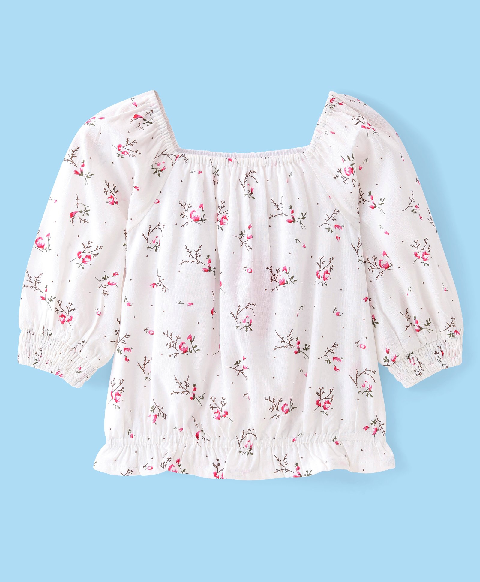 Babyhug Rayon Knit Full Sleeves  Top with  Floral Print - White-picture-24