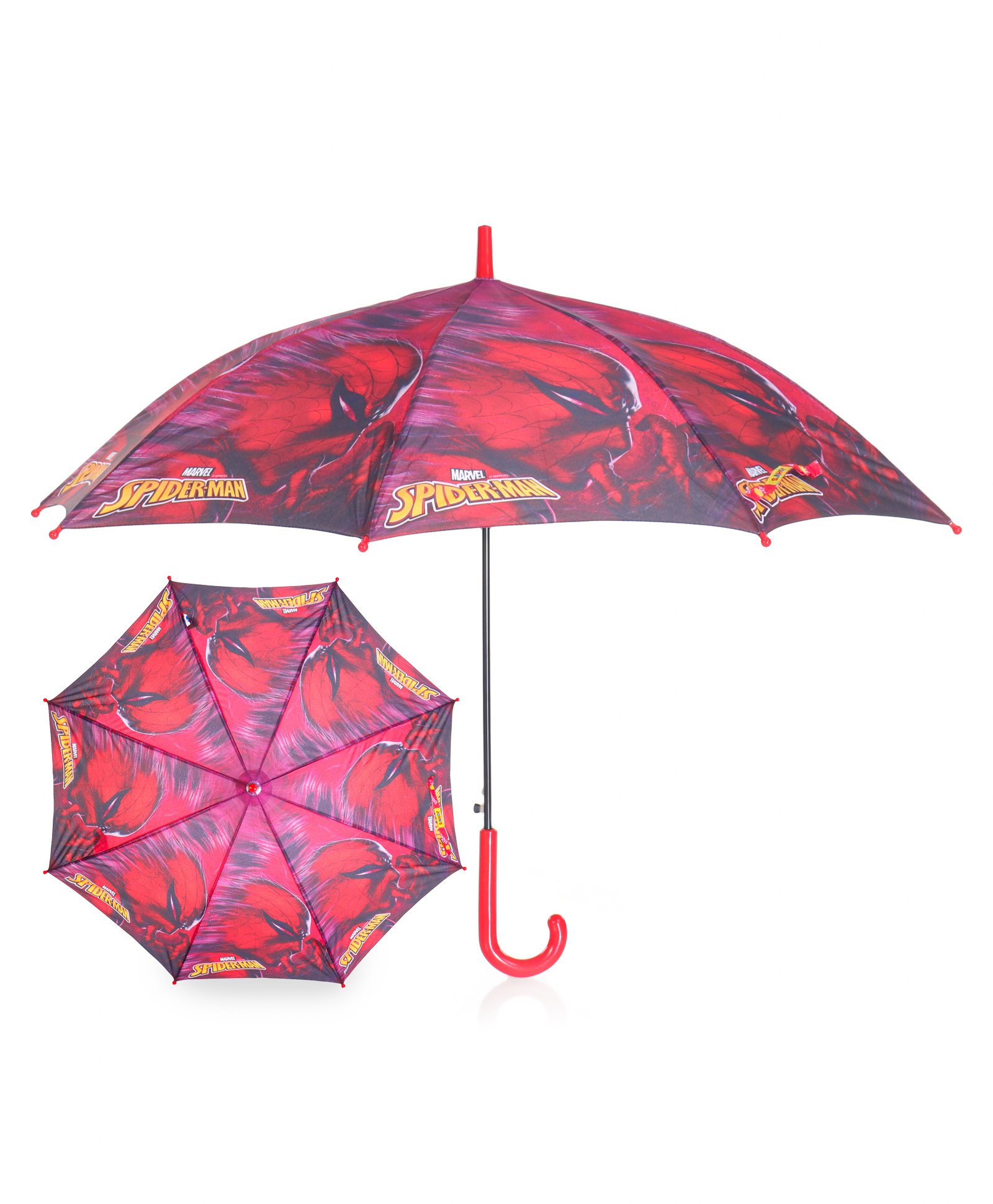John's Umbrella  Spiderman Print Straight Umbrella with J Curve Handle - Multicolor