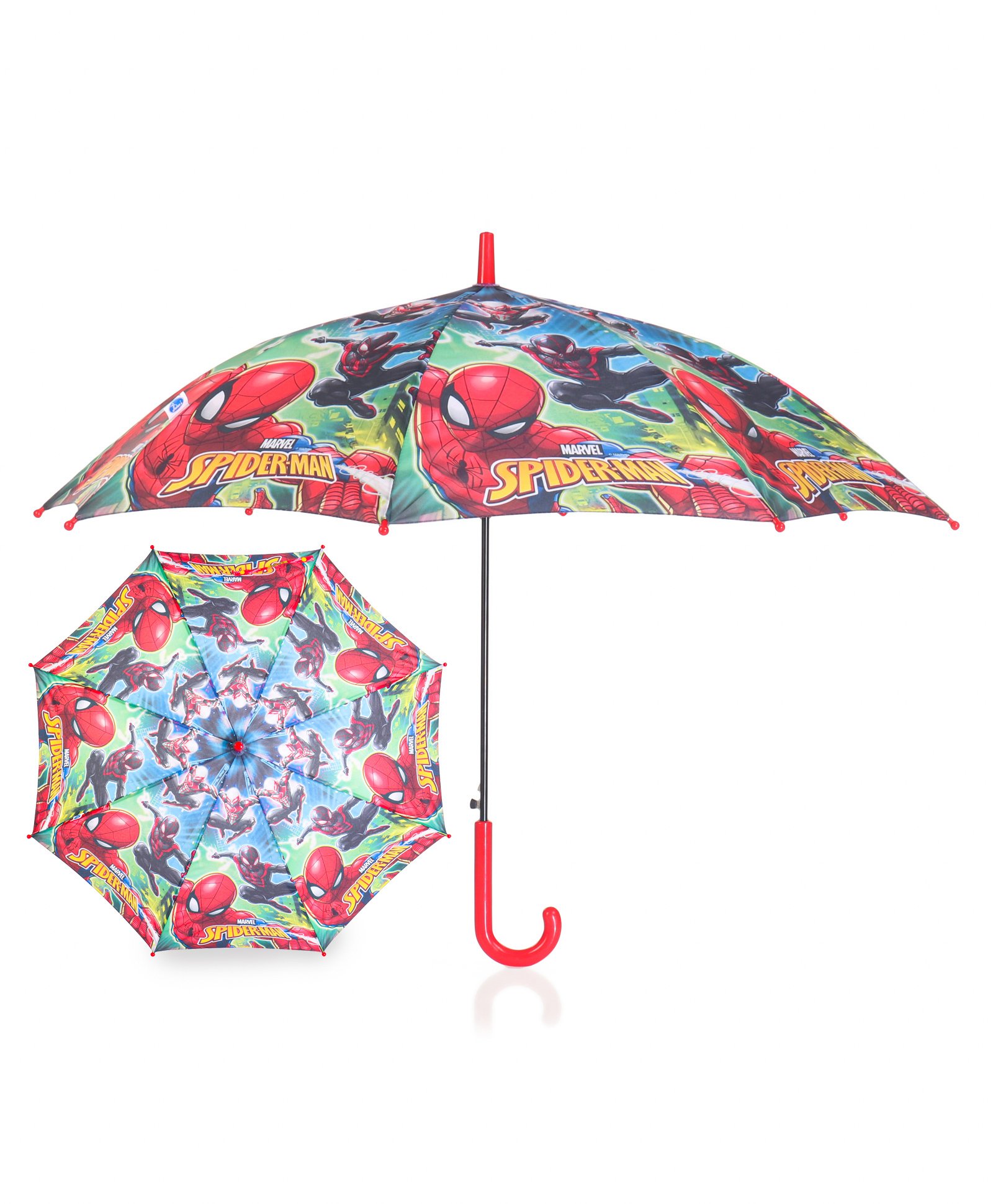 john's umbrellas John's Umbrella  Spiderman Print Straight Umbrella with J Curve Handle - Multicolor-picture-10