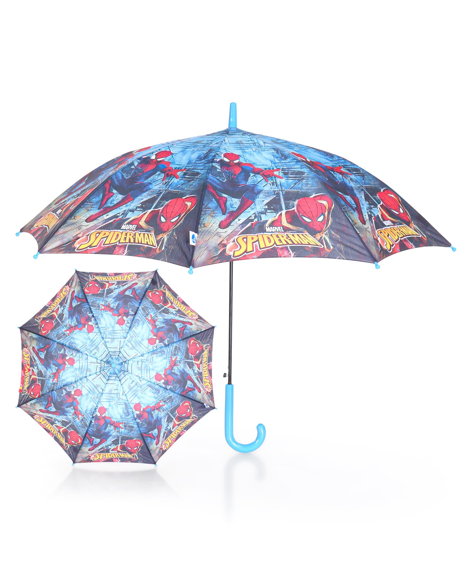 John's Umbrella  Spiderman Print Straight Umbrella with J Curve Handle - Multicolor