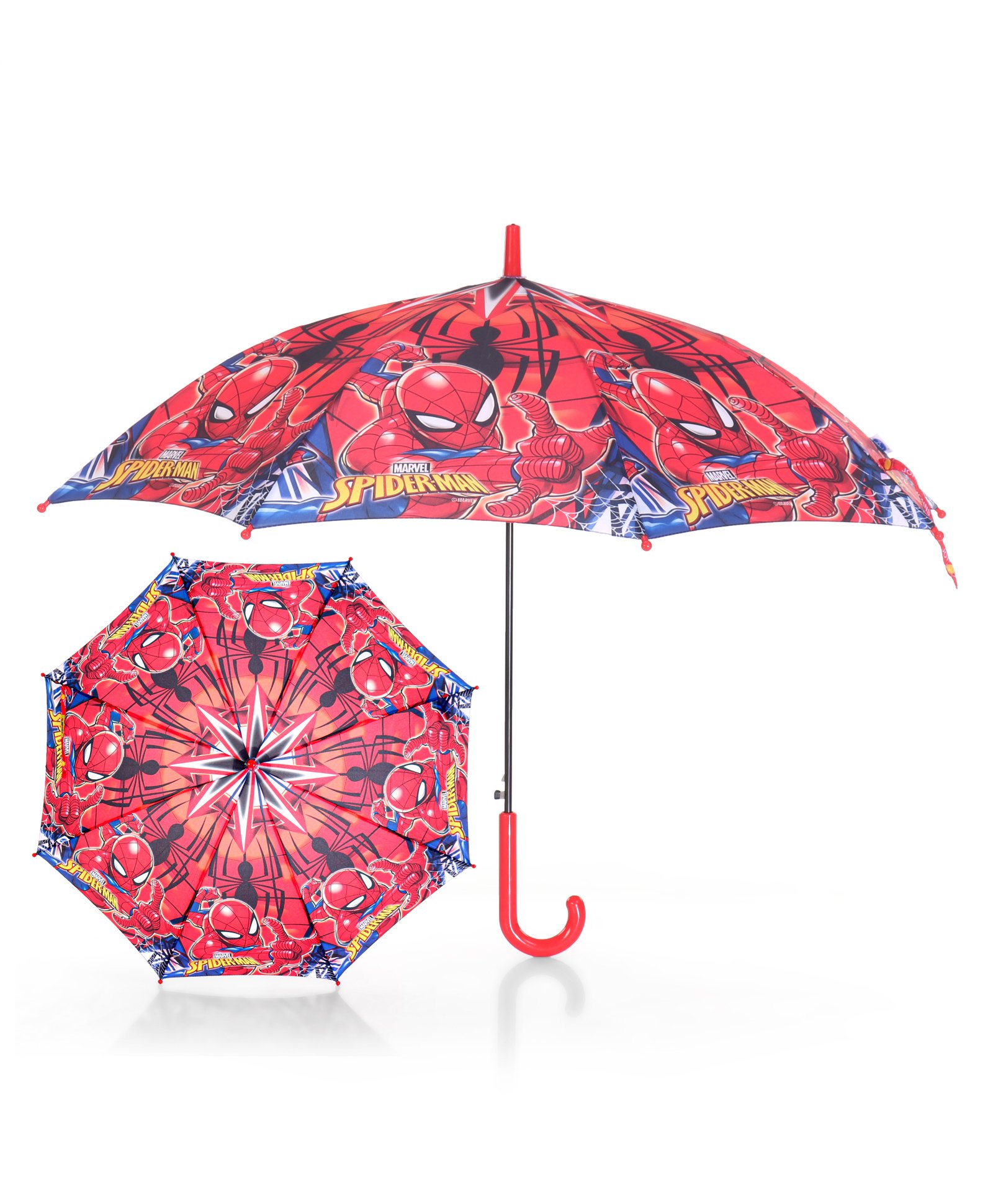 john's umbrellas John's Umbrella  Spiderman Print Straight Umbrella with J Curve Handle - Multicolor-picture-14