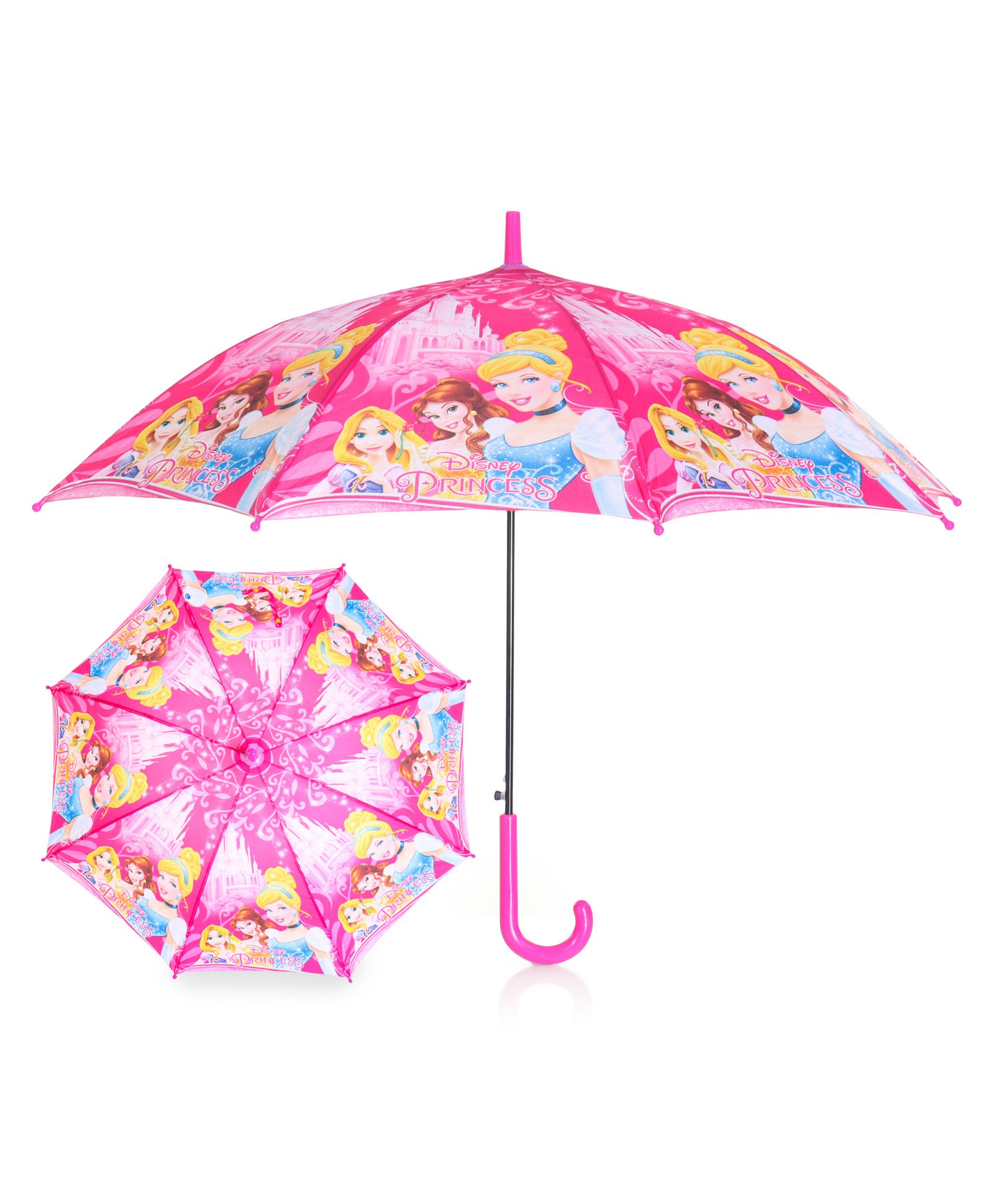 John's Umbrella  Disney Princess Print Straight Umbrella with J Curve Handle - Multicolor