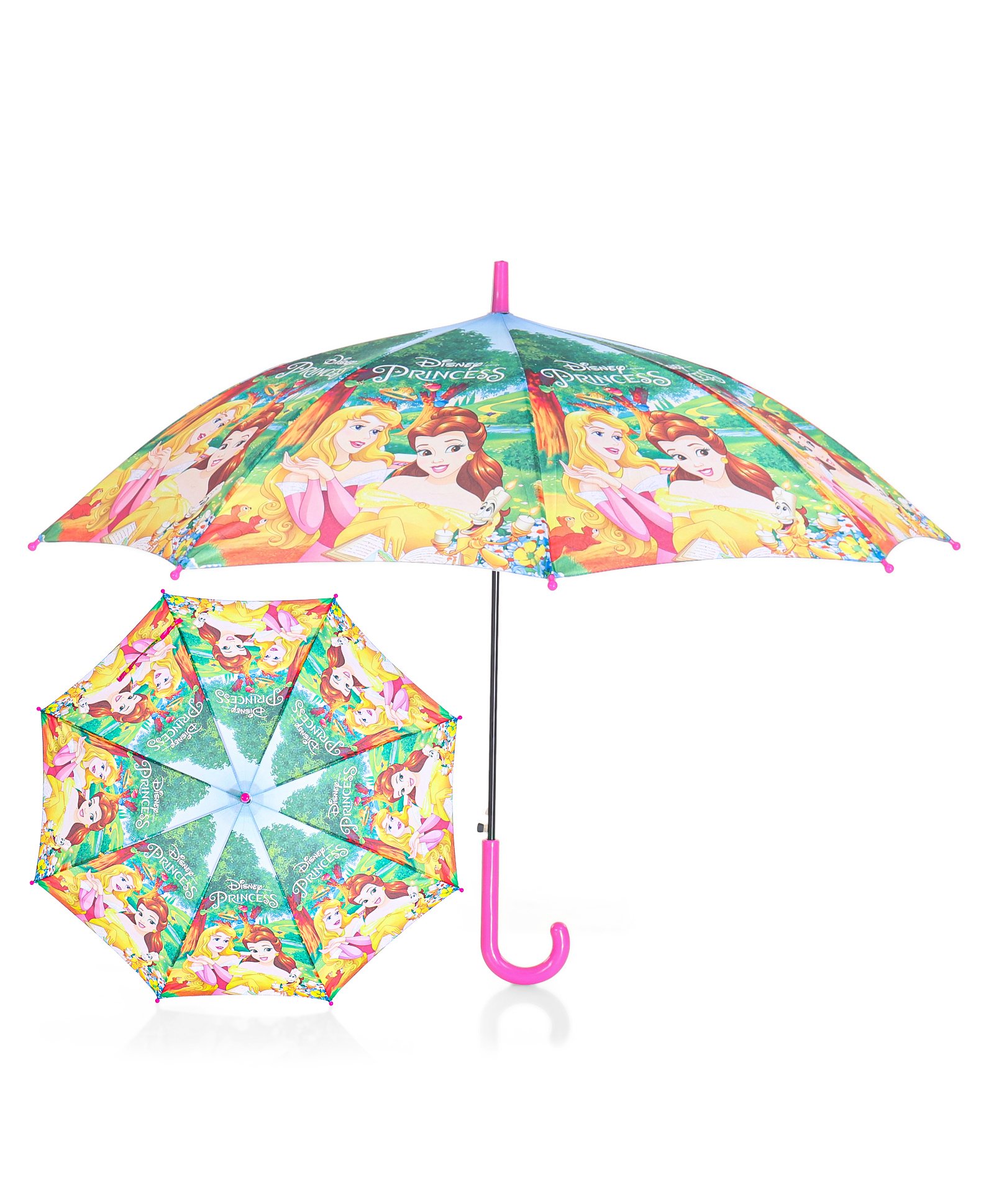 John's Umbrella  Disney Princess  Print 2 Fold Straight Umbrella with Whistle - Multicolor