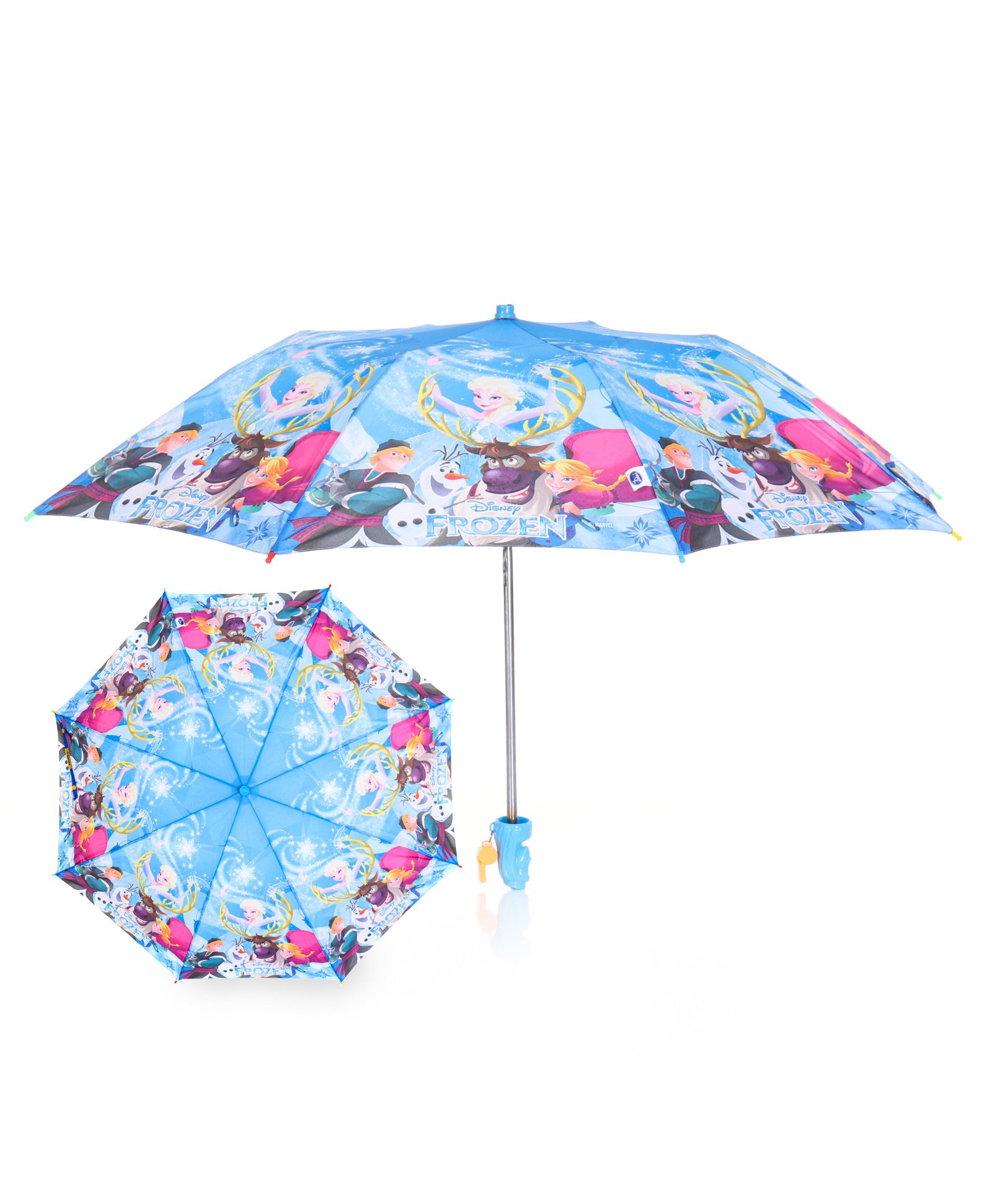 John's Umbrella  Disney Frozen Print 2 Fold Straight Umbrella with Whistle  - Multicolor-image-27