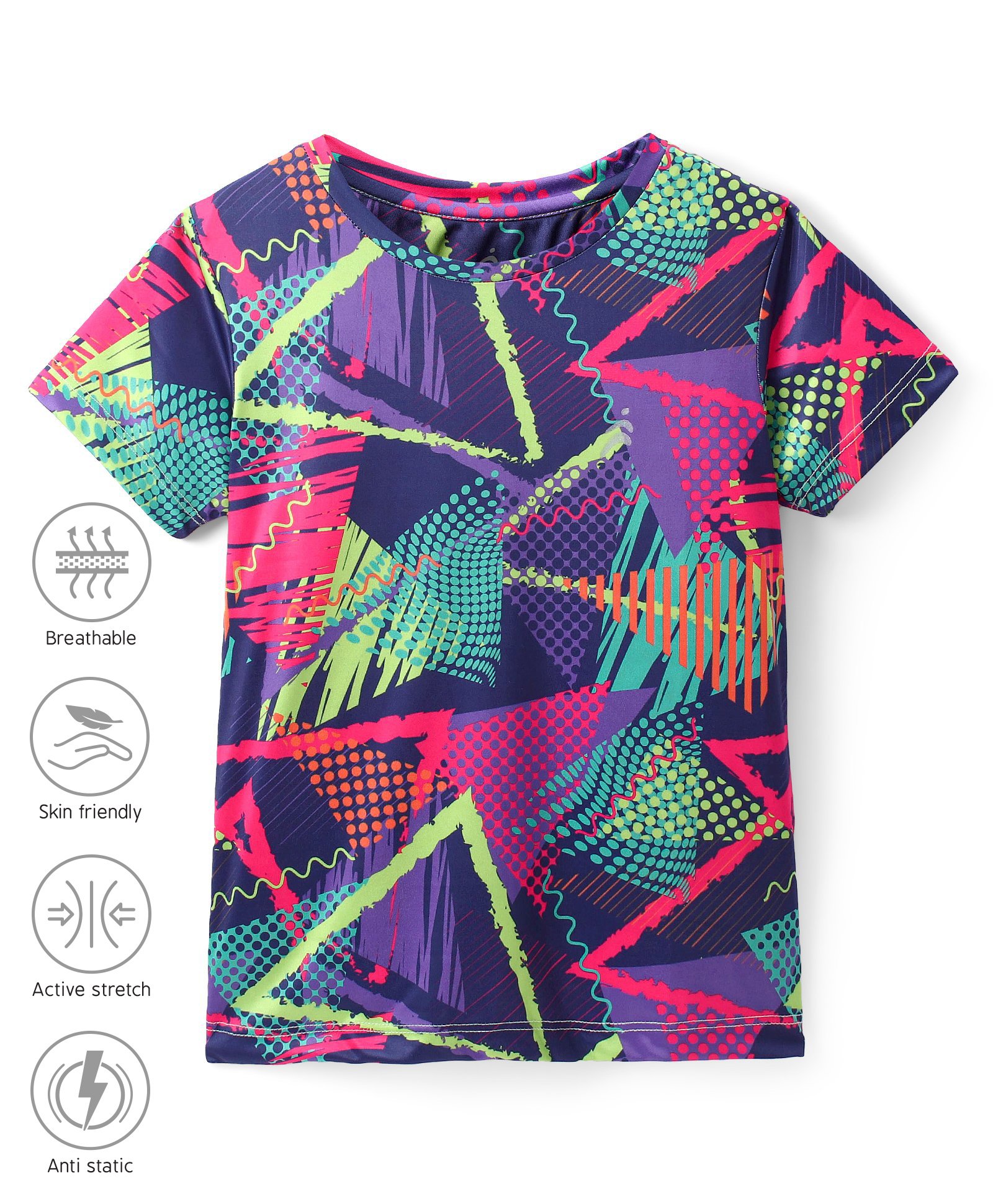 Pine Active Knit Half Sleeves T-Shirt Abstract Print - Multicolour-picture-14