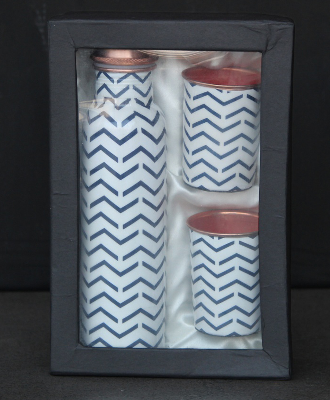 Indian Bartan Printed Copper Bottle Set with Gift box-image-21