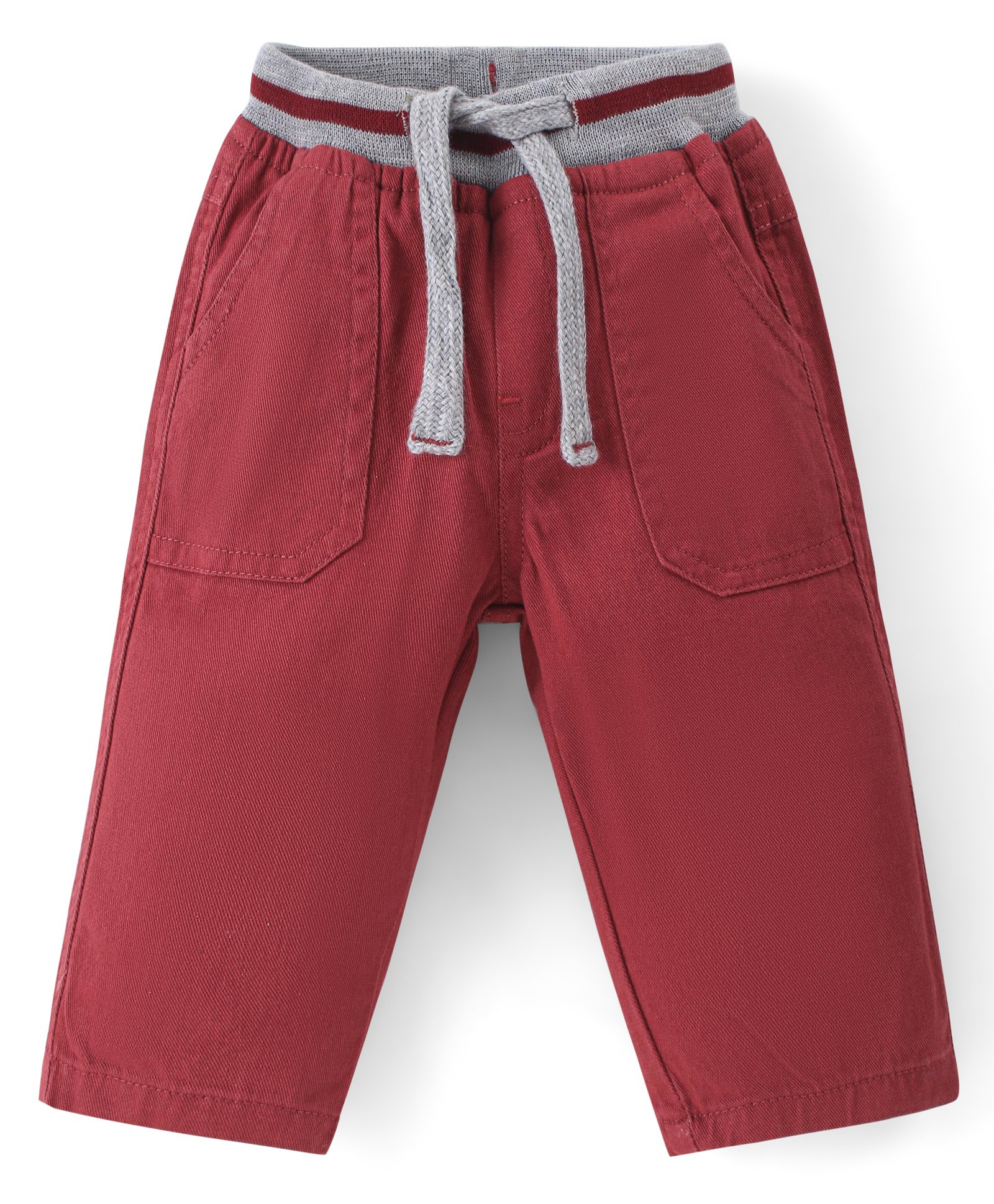 Babyhug Cotton Spandex Woven Full Length Trouser Solid Colour - Red-picture-15