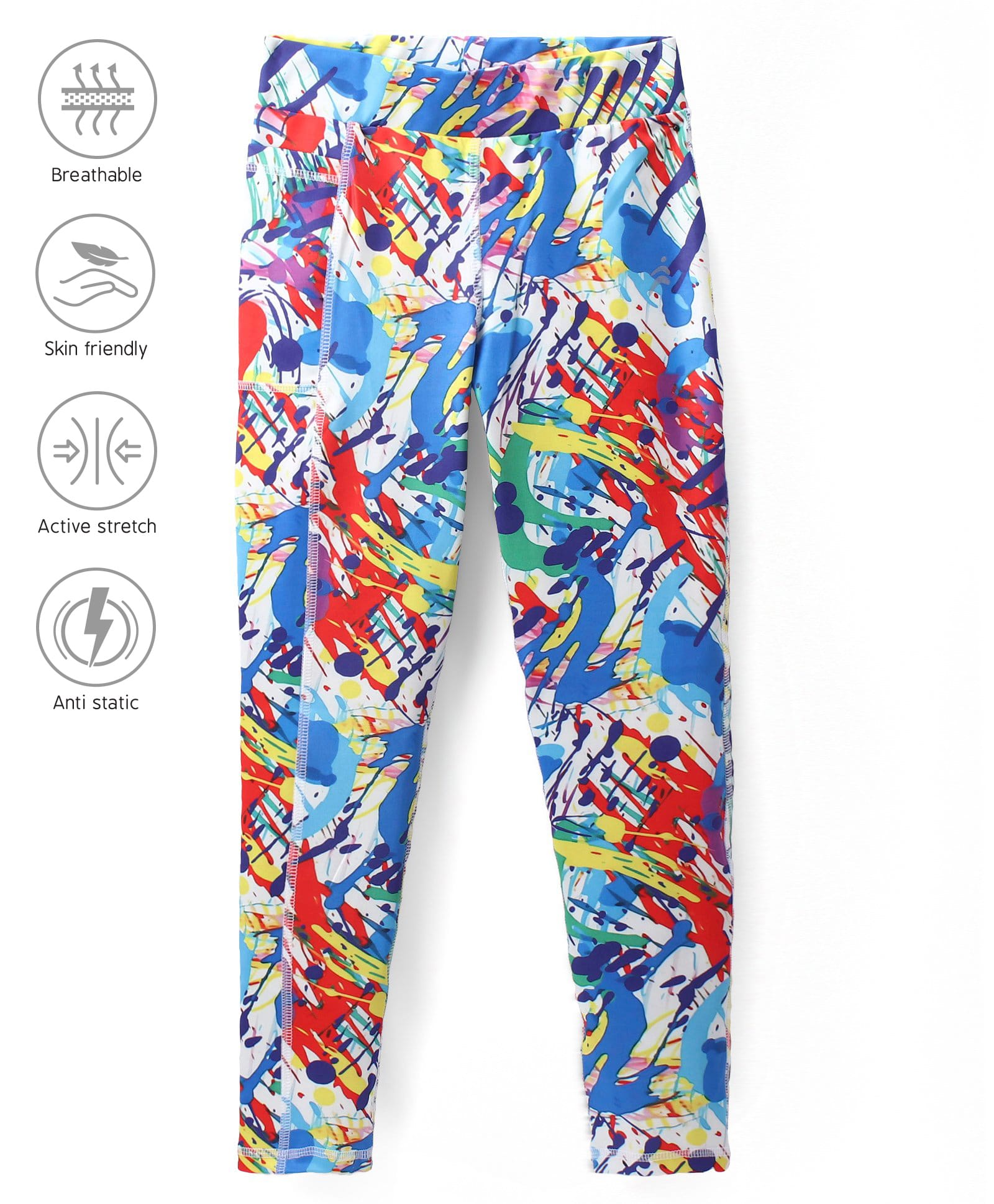 Pine Active Knit Full Length Super Stretch Leggings With Abstract Print - Multicolor-picture-25