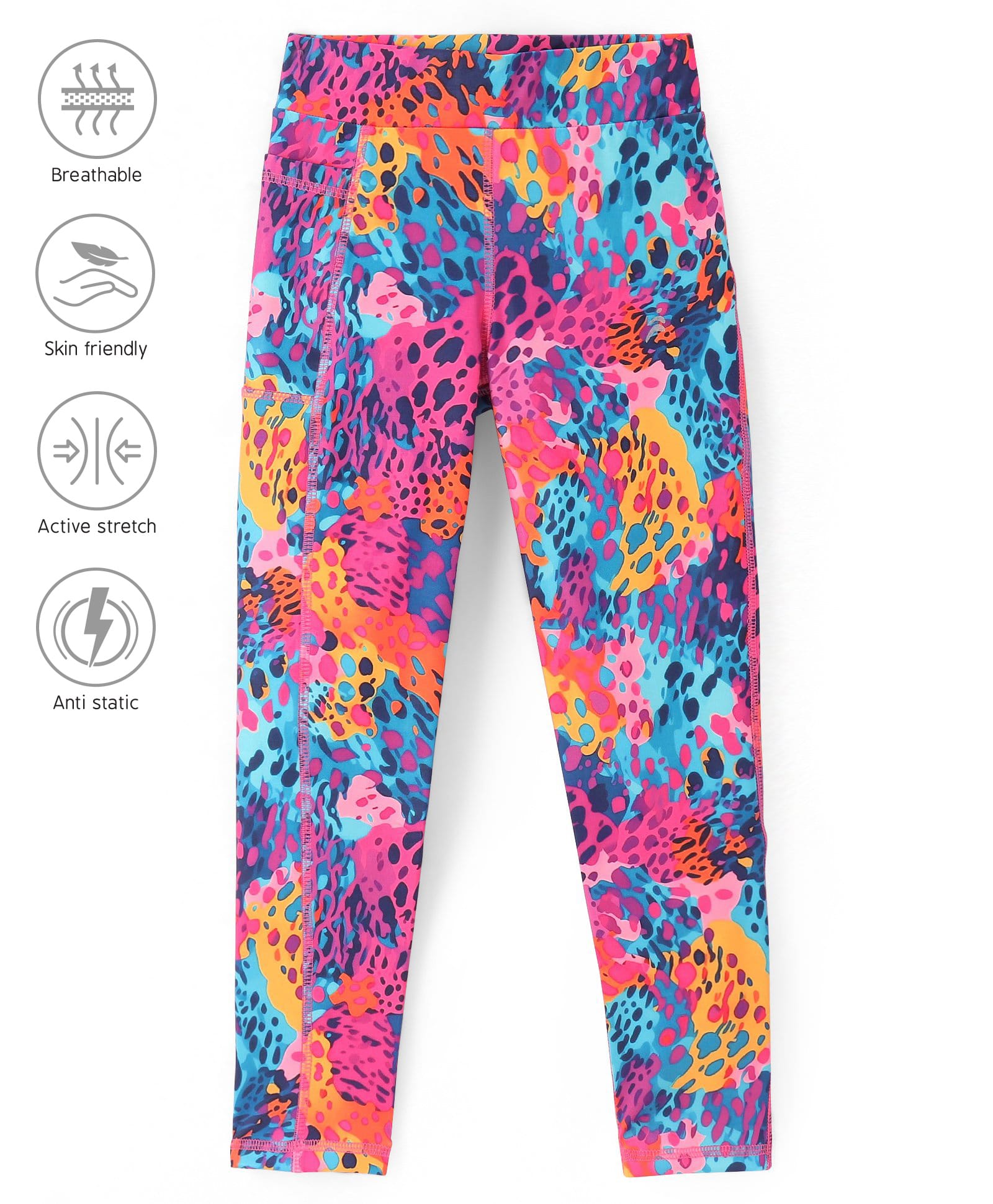 Pine Active Knit Full Length Super Stretch Leggings With Abstract Print - Multicolor-picture-20
