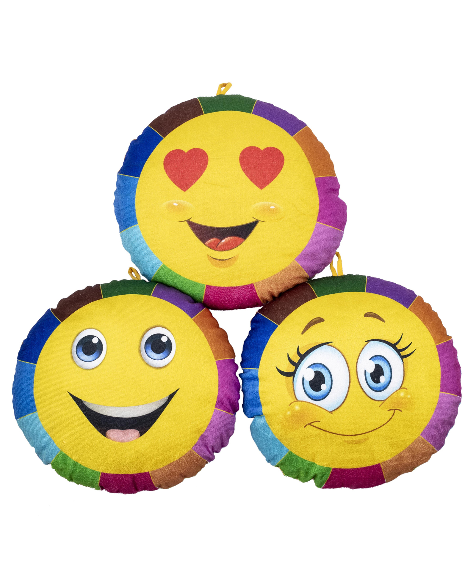 VELLIQUE Emoji Cushion, Round Shape, Stuffed Cushions Toy Seat Pad for Couch, Chair, Floor, Sofa Multicolored Decorative Cushion.(12x 12 Inch) (Set of 3)-image-34