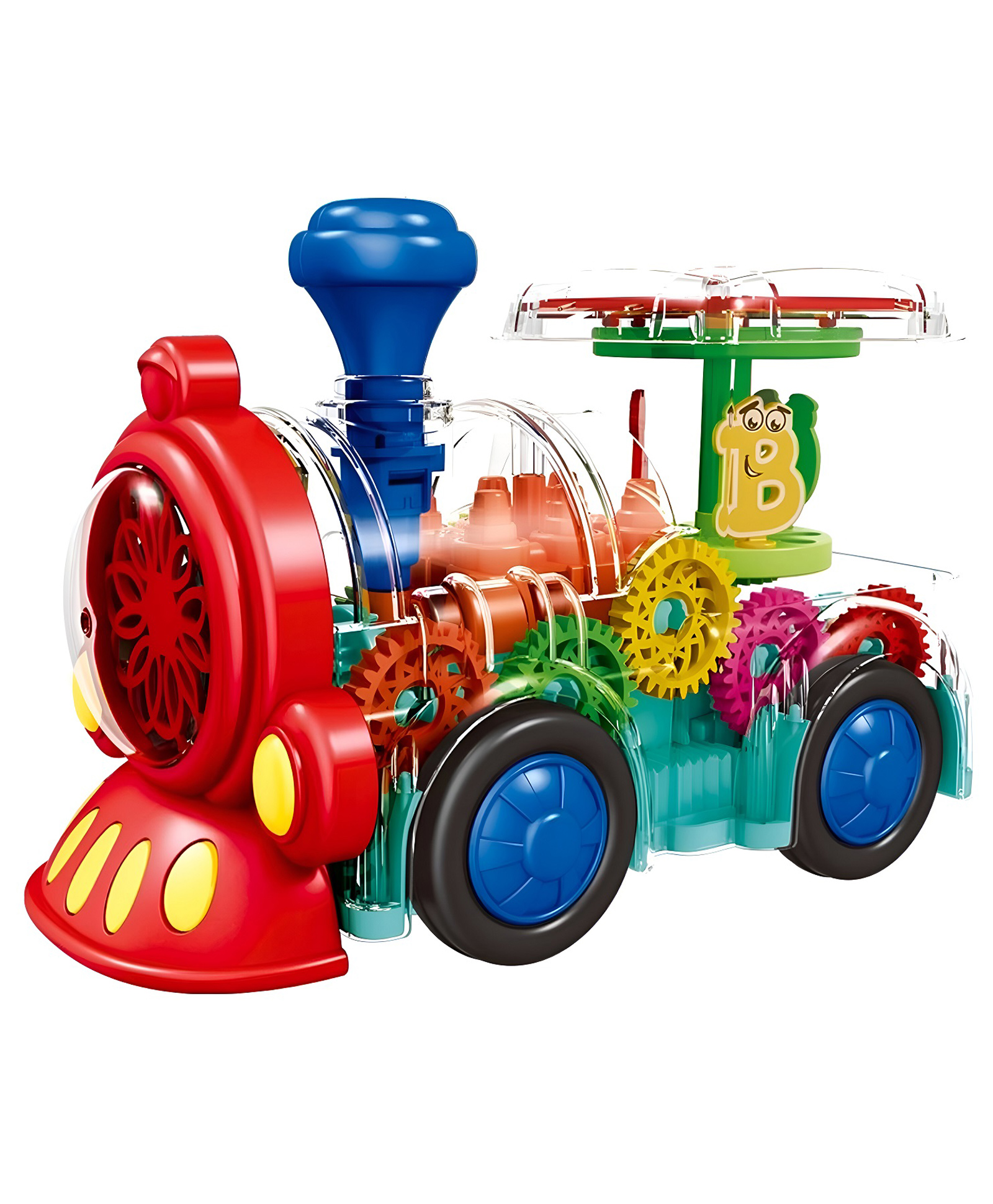 VELLIQUE Gear Display Transparent Gear Bump & Go Function Vehicle Toy for Kids 360 Degree Rotating Concept Racing with Lights and Sound Battery Operated Train Loco Engine Toy-image-24