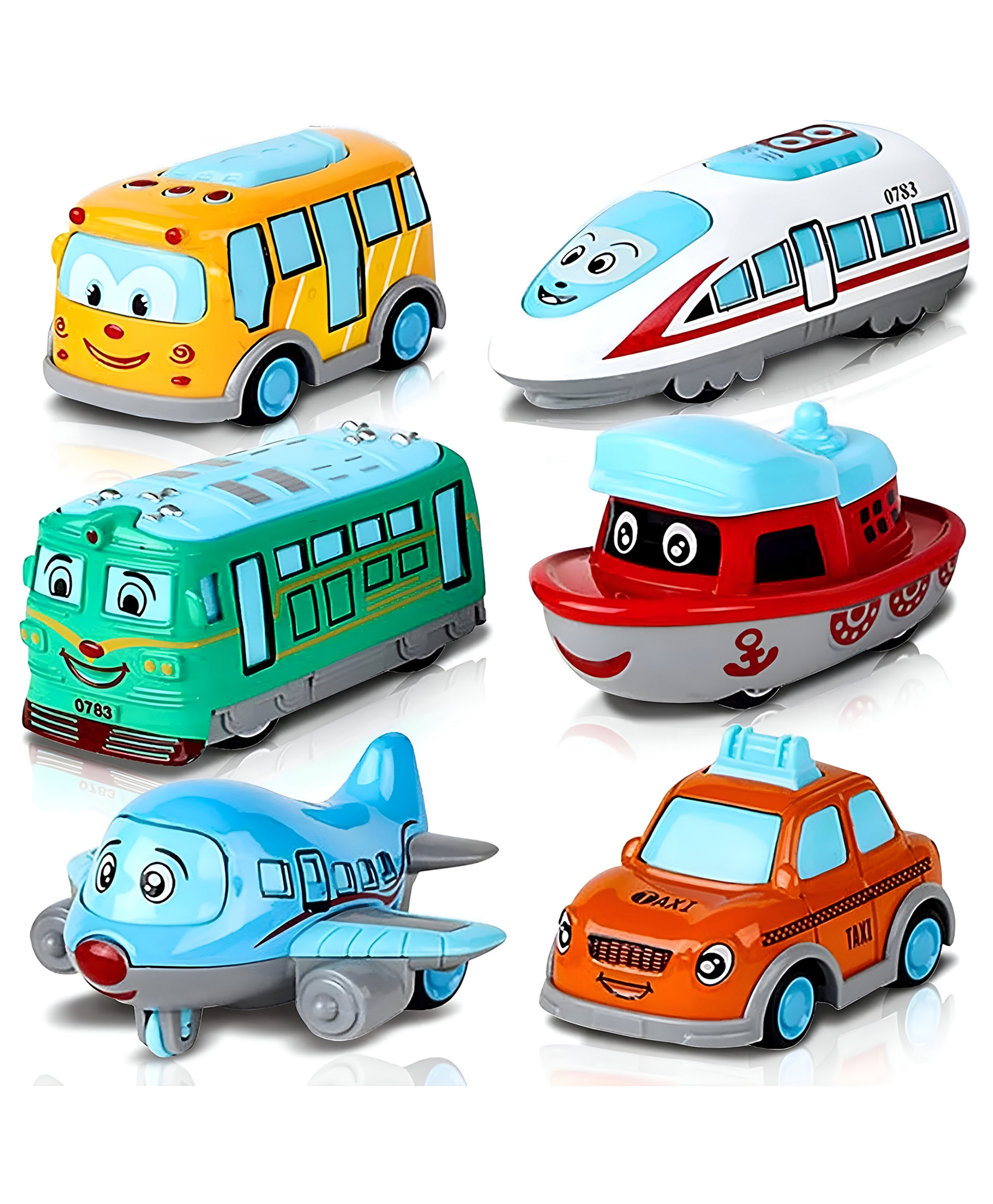 VELLIQUEQMetal Cars Team Toys for Kids Die-Cast Pull Back Action car Set Pack of 6 Modes of Transport Metal Friction Powered Car Toy Set - Multicolour-image-35