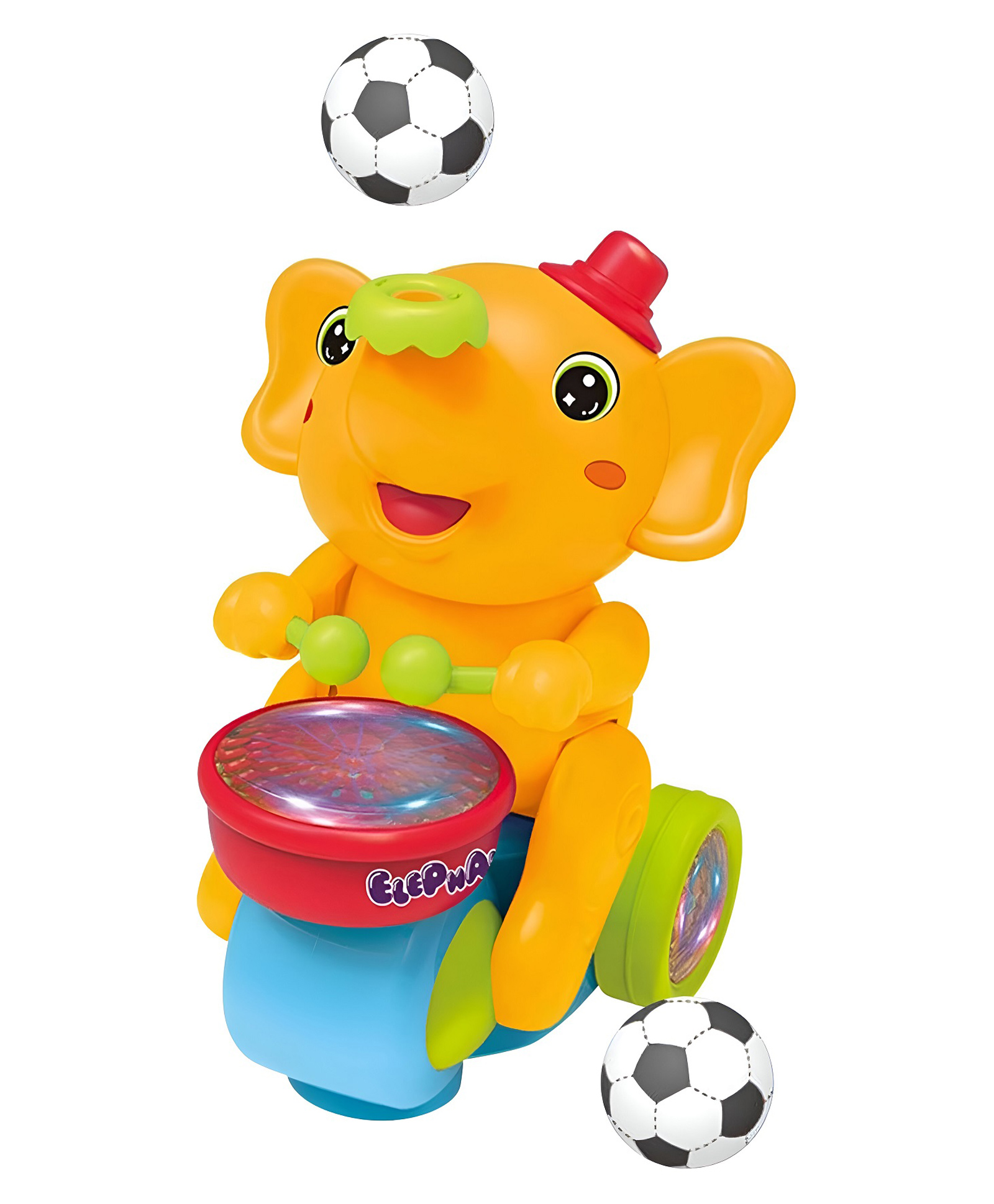 VELLIQUE Elephant Musician Toy for Kids with Music and Flashing Light Walking Drum Playing with 2 Levitation Ball Electric Toys for Kids - Color May Vary-image-31
